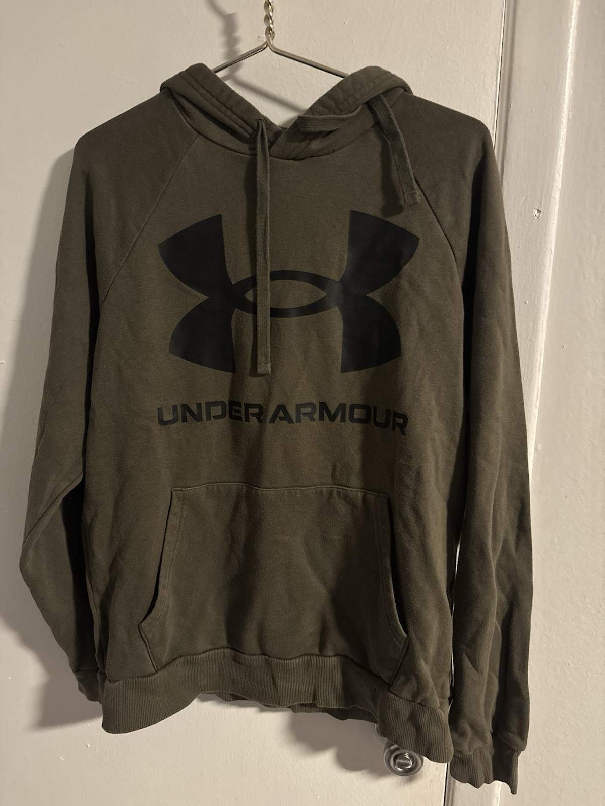 Under Armour Men’s Marine OD Green UA Rival Fleece Big Logo Pullover Hoodie