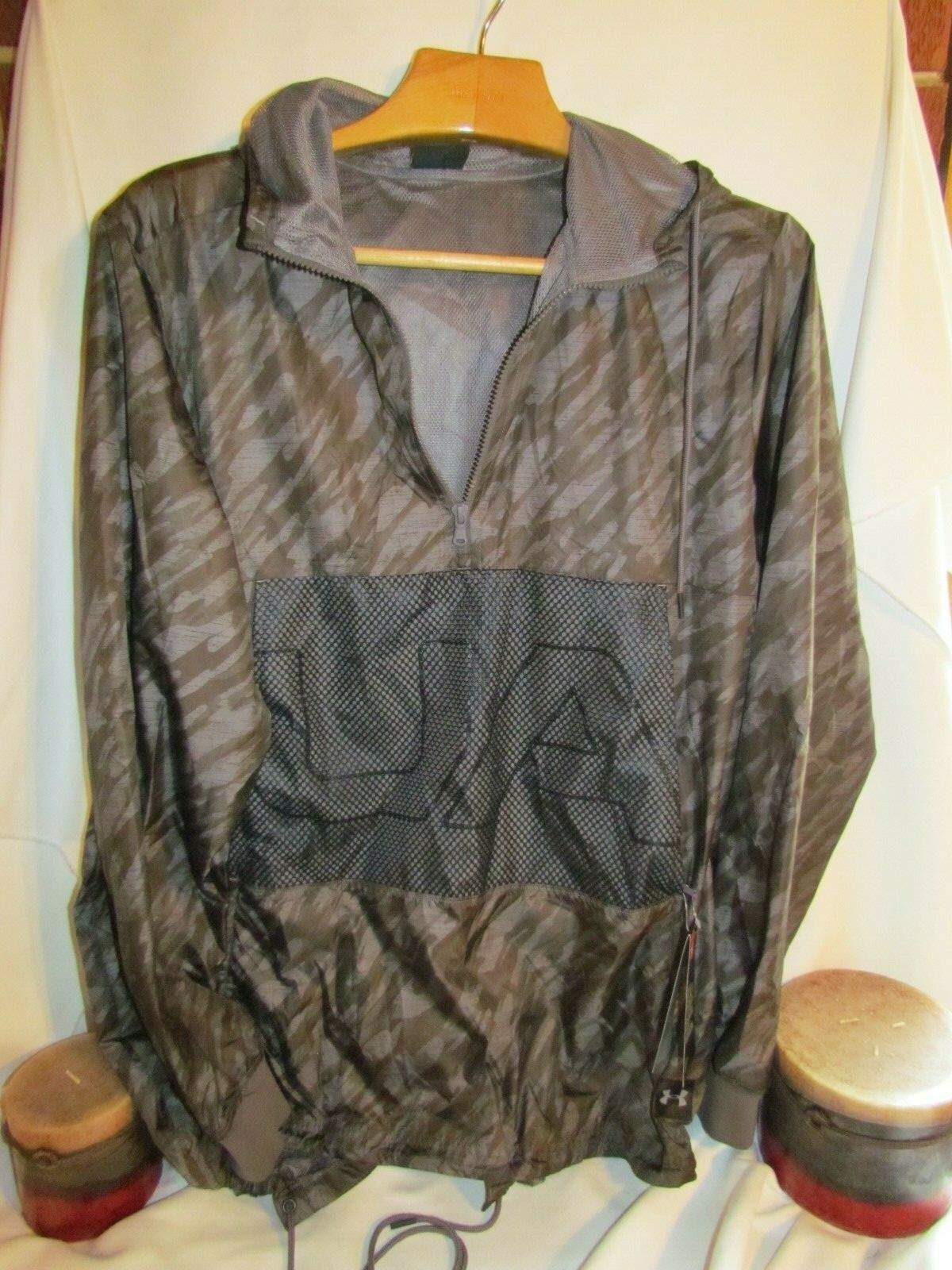 Under Armour UA Unstoppable Mens Pullover Jacket Coat Large New Grey Mesh $110