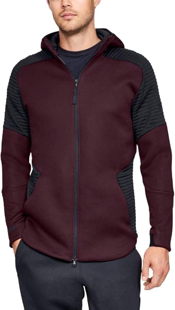 NWT UNDER ARMOUR Unstoppable Move Full zip Ho Sweatshirt  1320705 BURGUNDY/BLACK