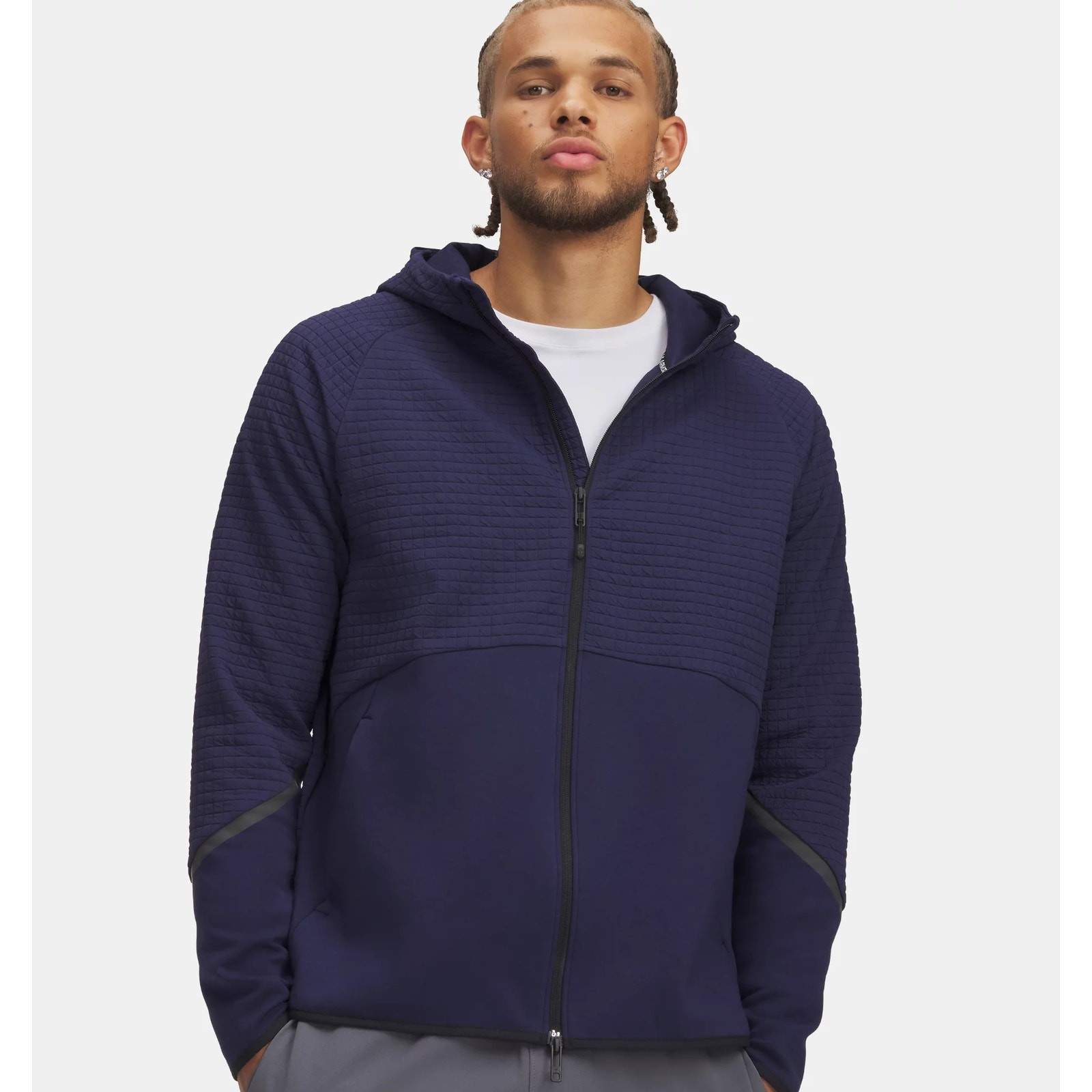 NWT Under Armour UA Unstoppable Fleece Grid Full-Zip Hoodie in Midnight Navy 2XL