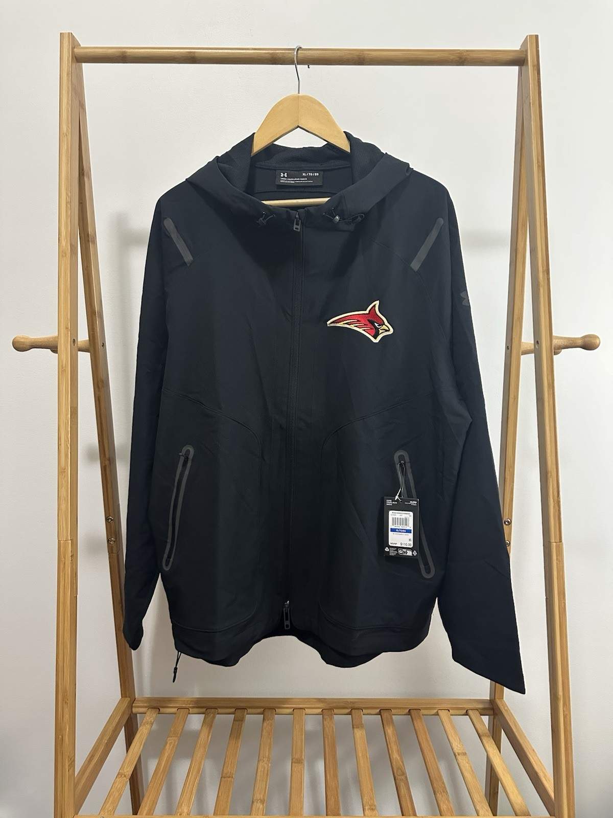 NWT Under Armour Cardinal UA Unstoppable Black Hooded Jacket Size XL