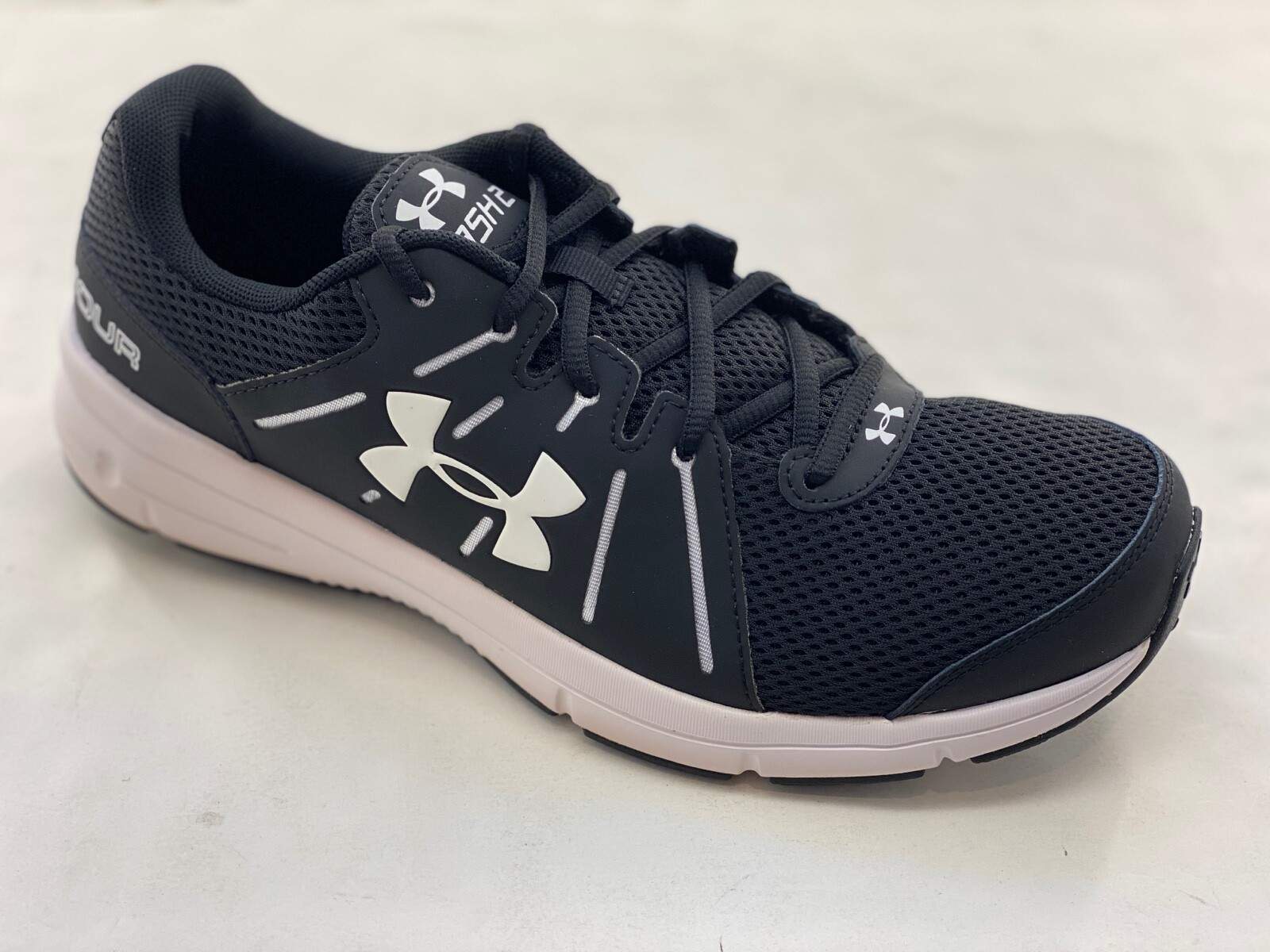 Men’s Under Armour UA Dash RN 2 Black White Mesh Athletic Shoes 1285671-001 NEW