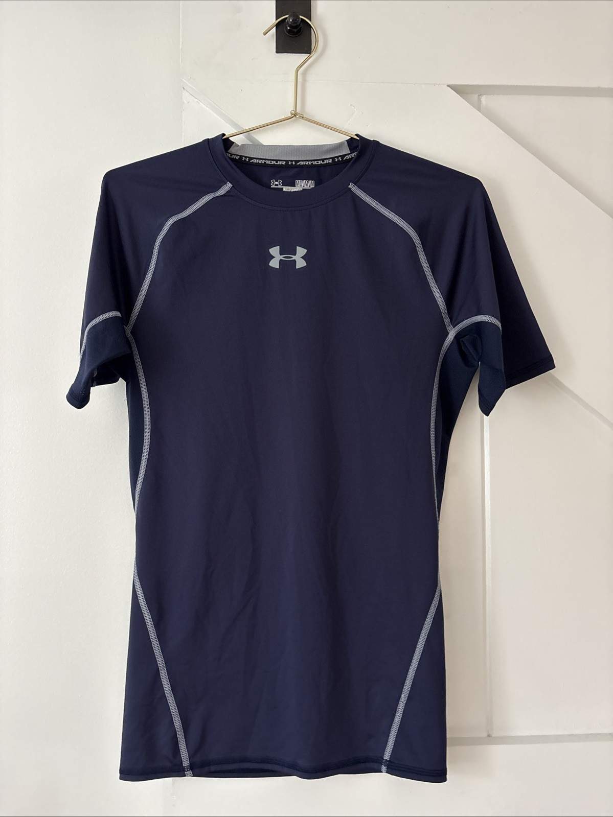 Under Armour HeatGear Compression Shirt Blue Navy Men’s Medium Fitted Athletic