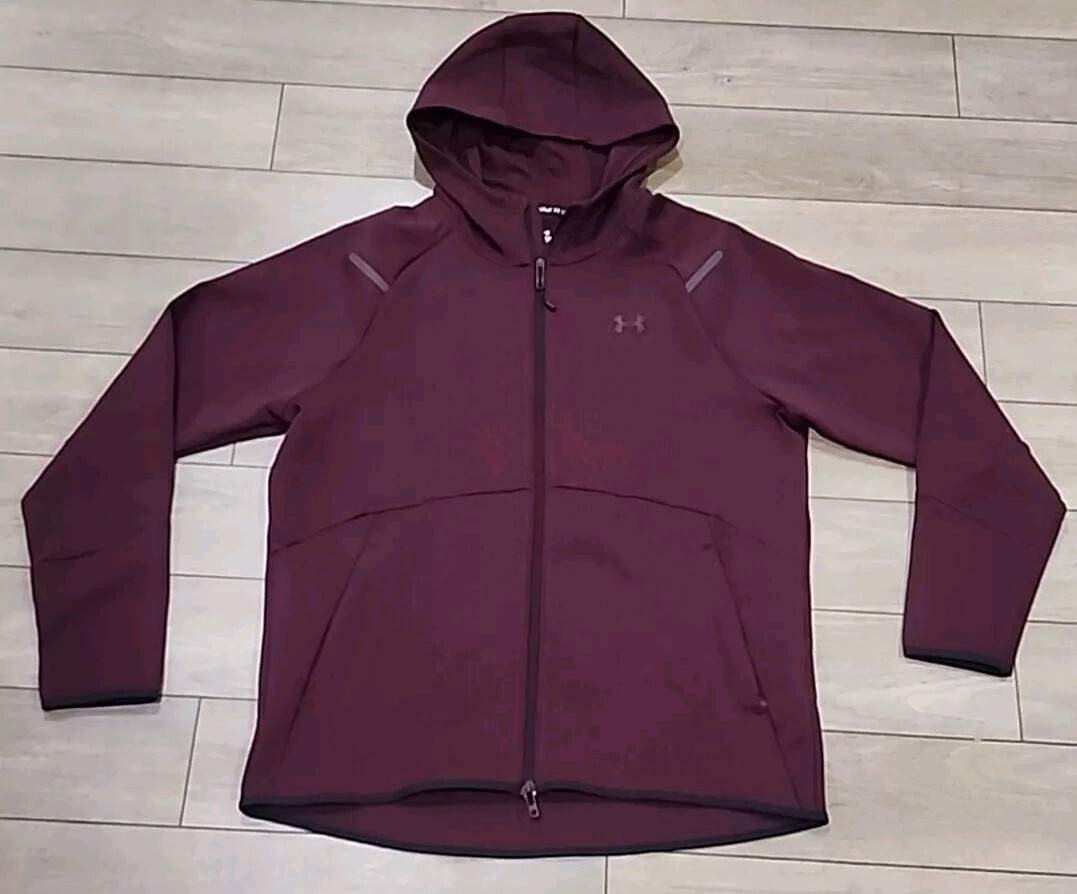 $110 Under Armour Unstoppable Fleece Full Zip Hoodie Men’s L Maroon 1379806 600