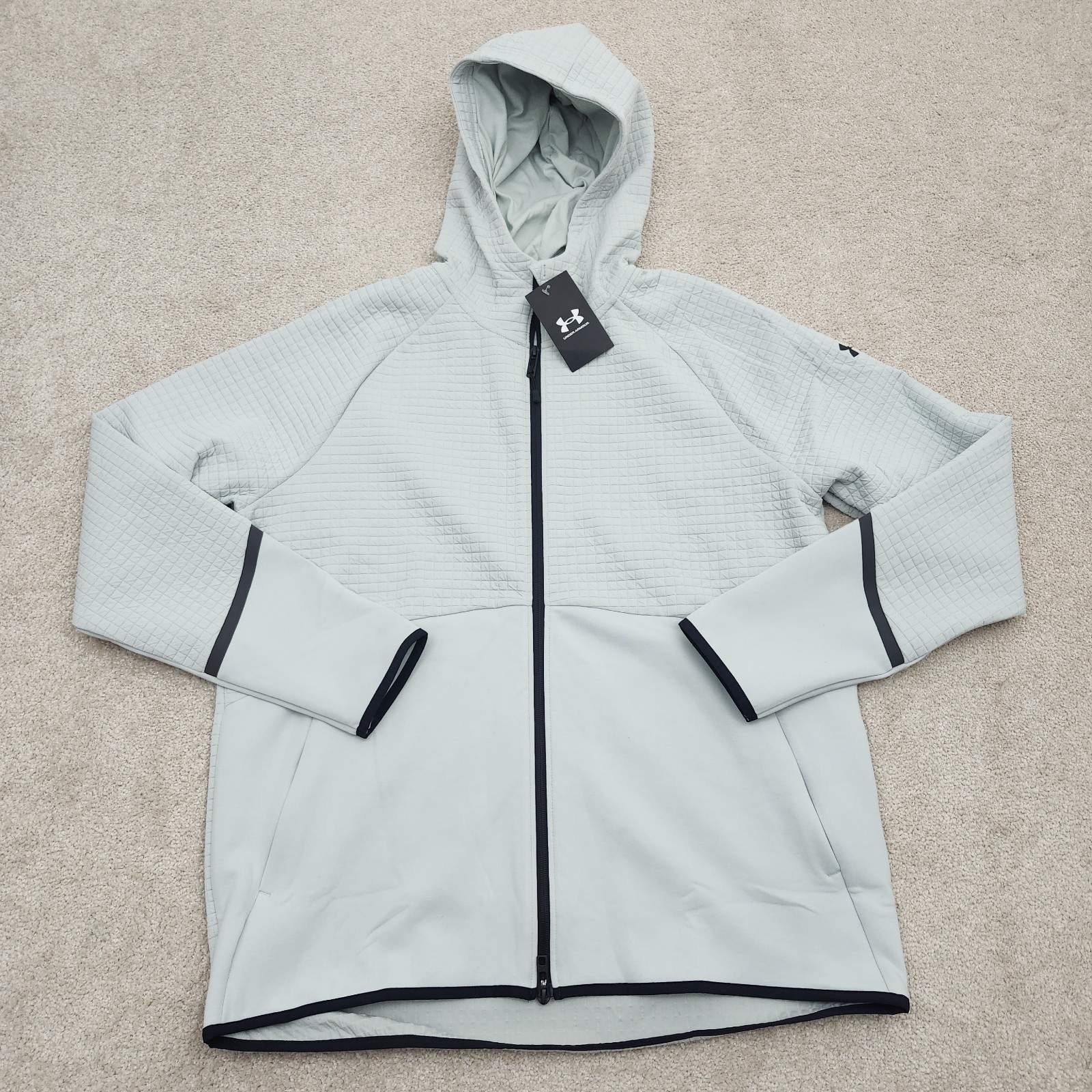 Under Armour Men Large UA Unstoppable Fleece Grid Full Zip Hoodie 1386543 377