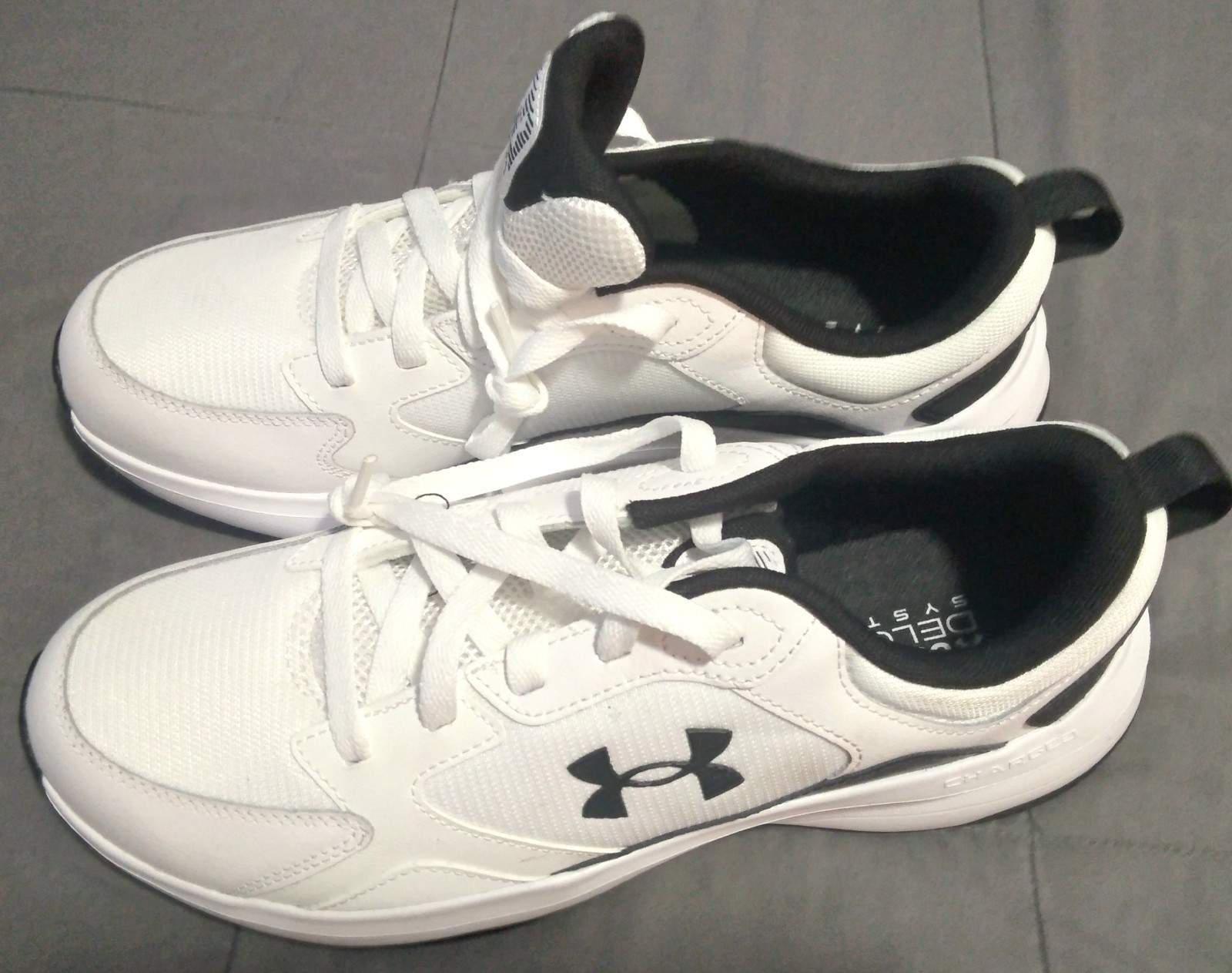 Under Armour Charged Edge Men’s Training Shoes In White With Black Accents Size
