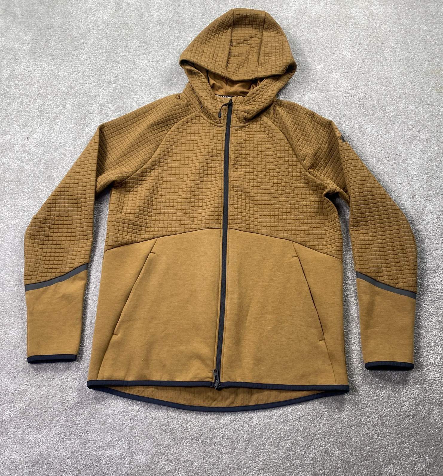 Under Armour Unstoppable Fleece Grid Full Zip Hoodies Mens Size S Mustard Yellow