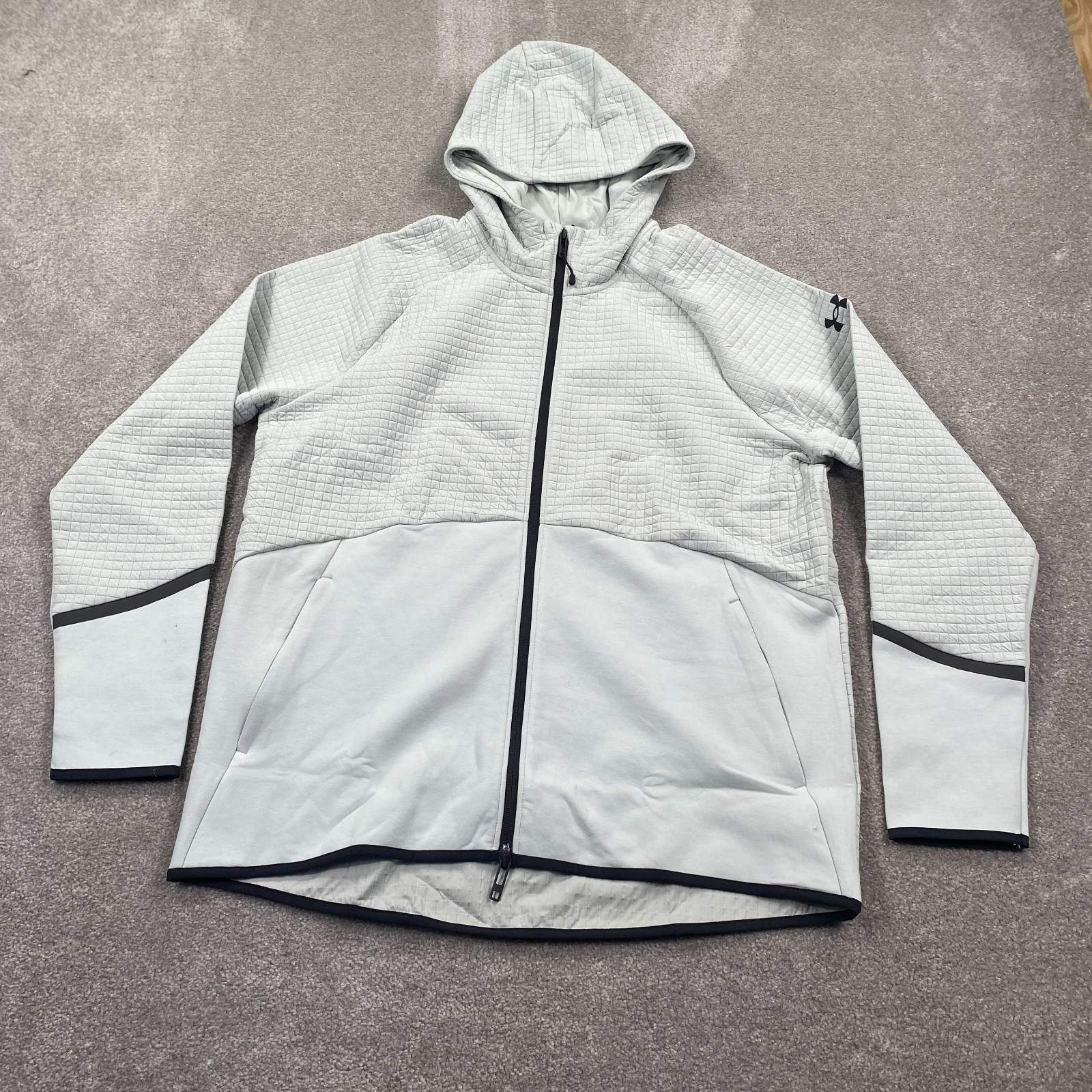 Under Armour Unstoppable Fleece Grid Full-Zip Hooded Jacket Men’s Size L Gray