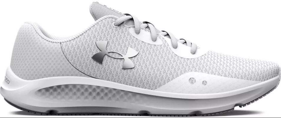 NIB Under Armour 3024878 101 Men Charged Pursuit 3 WHITE/GREY Shoes