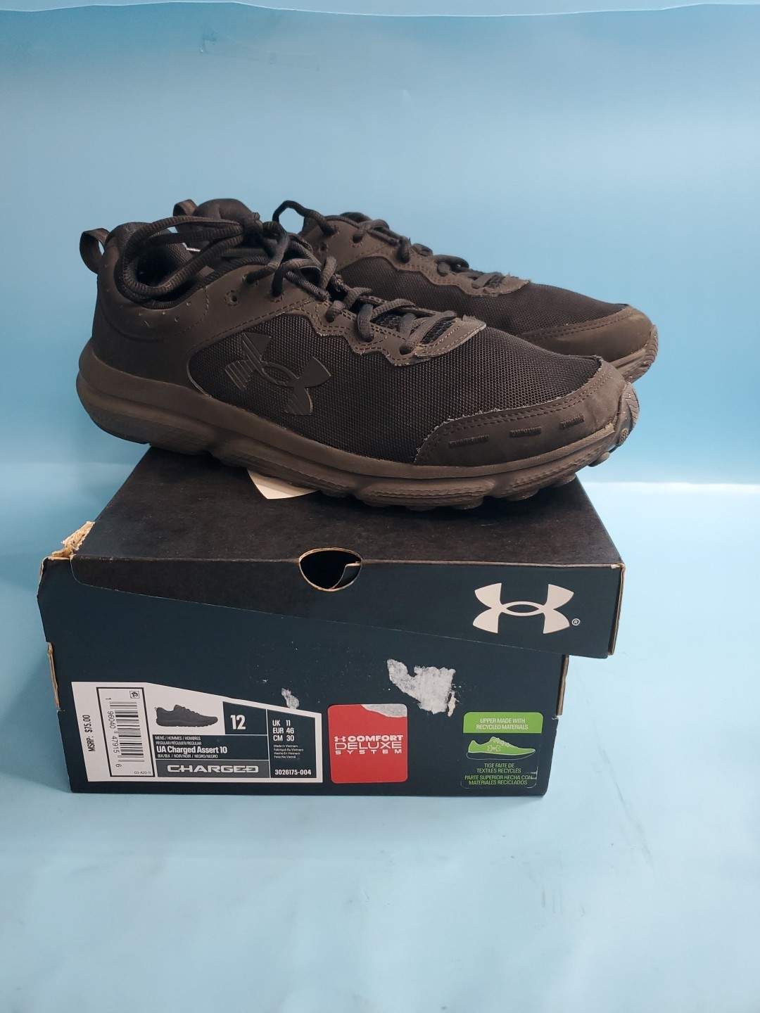 Under Armour Men’s UA Charged Assert 10 Running Shoes Black/Black/Black –