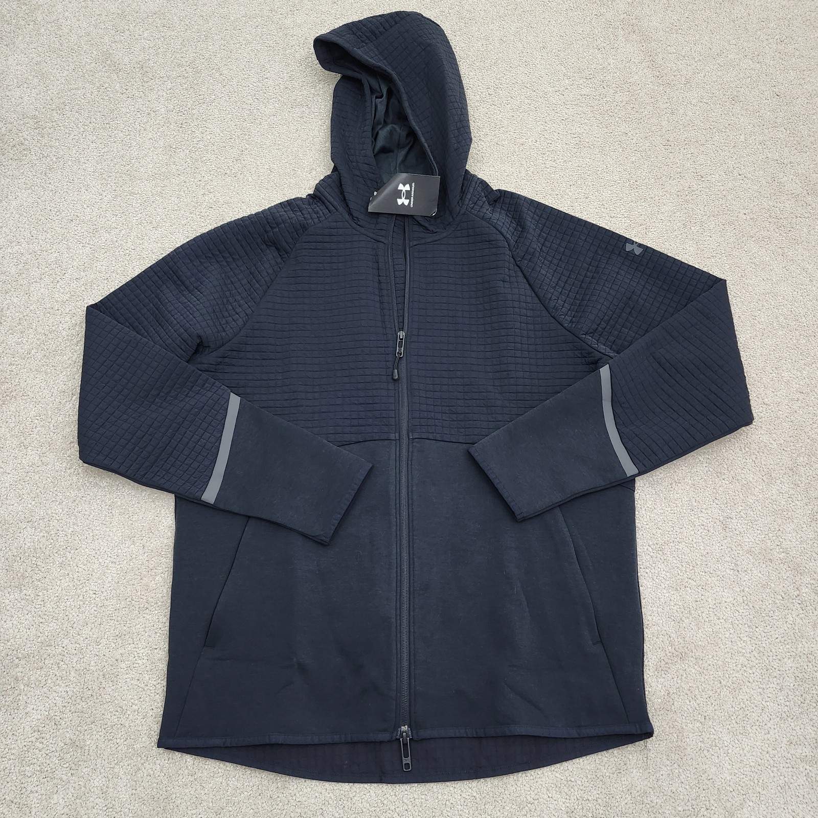 Under Armour Men Medium UA Unstoppable Fleece Grid Full Zip Hoodie Black 1386543