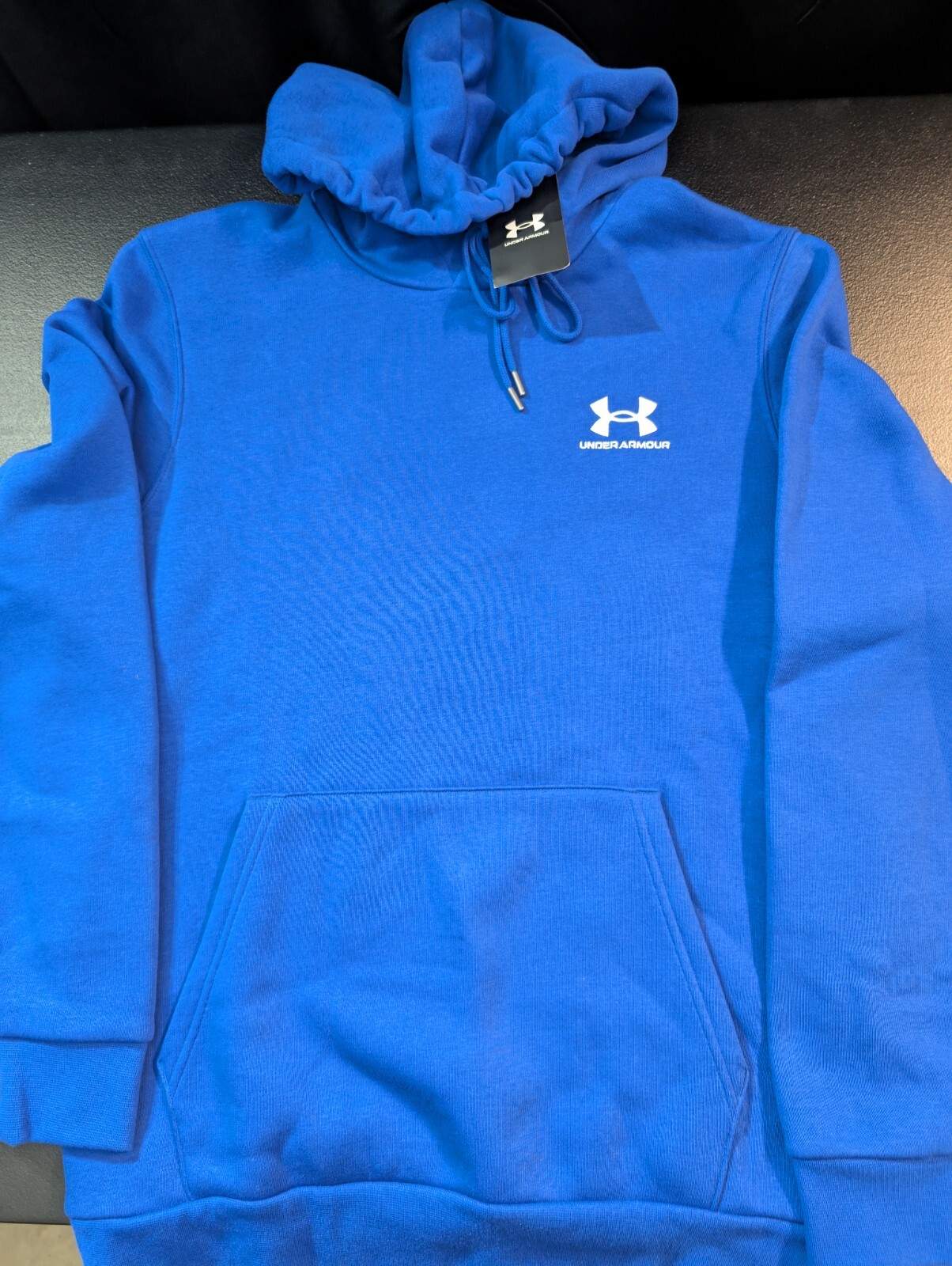 Under Armour Mens Essential Fleece Hoodie Royal Blue UA Pullover Sz M – NWT