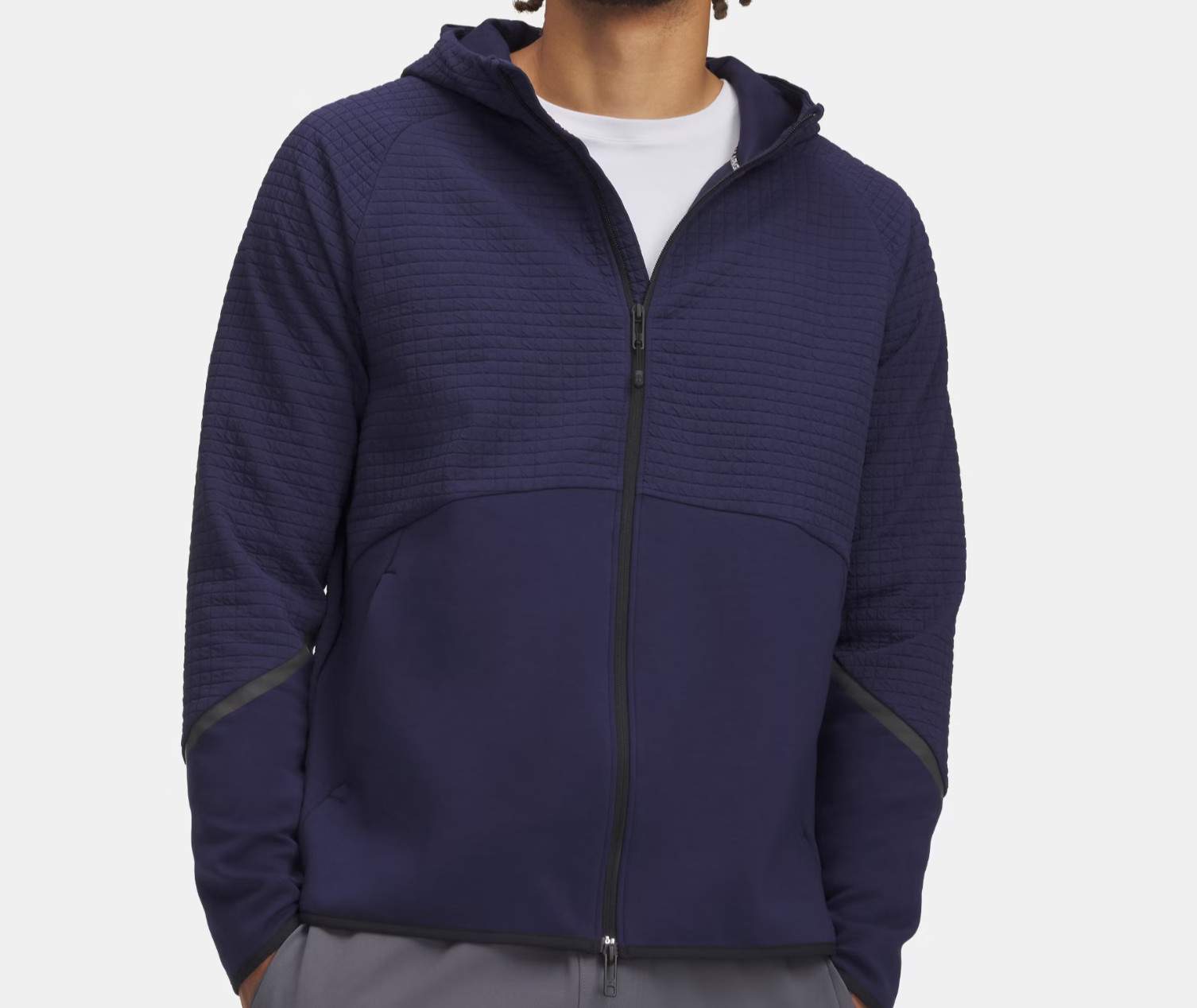 New Under Armour Unstoppable Fleece Grid Full Zip Jacket Blue Hoodie Size XL