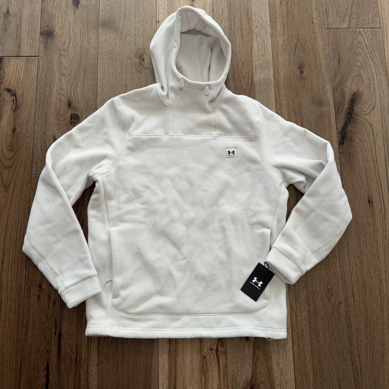 NEW NWT Under Armour Mens MEDIUM Expanse Fleece Hoodie Summit White 1387571-110