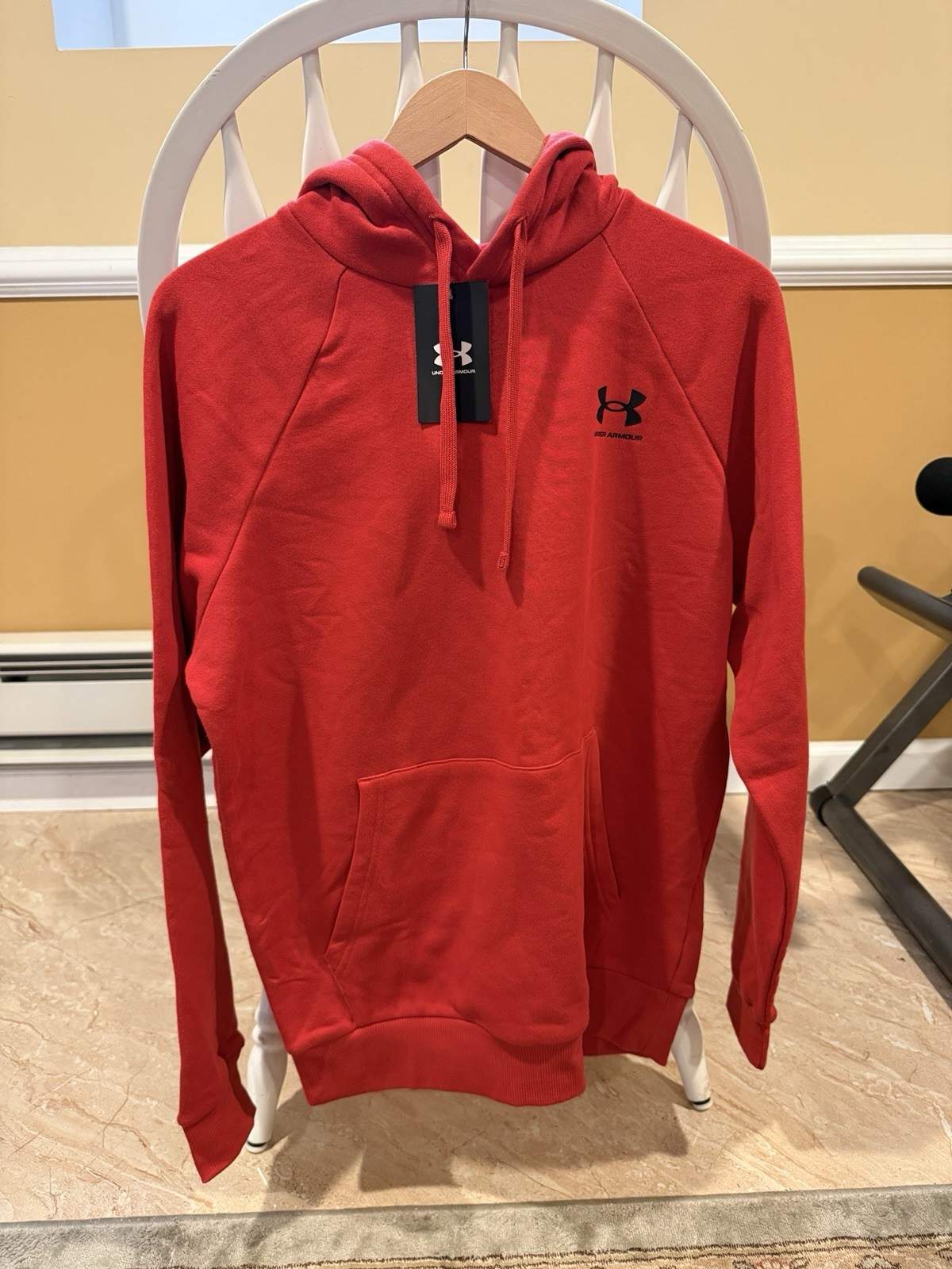 NWT Mens Under Armour Essential Fleece Hoodie Red UA Pullover Small