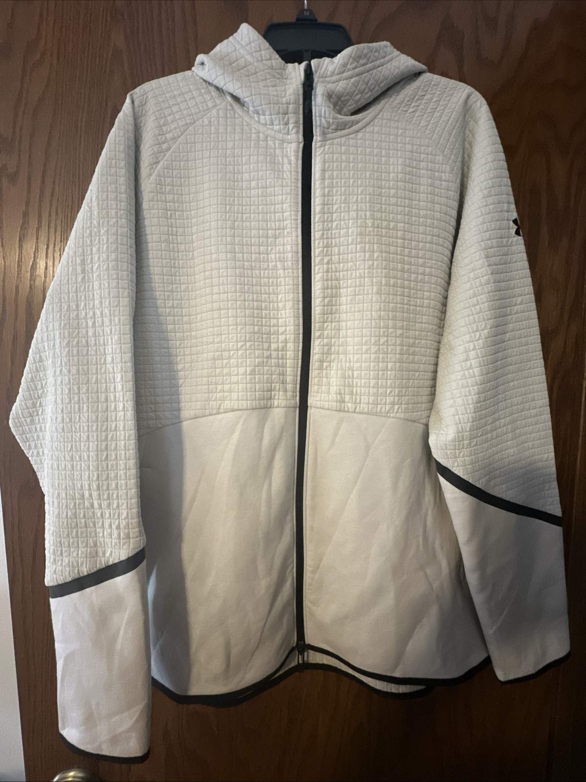 Under Armour UA Unstoppable Fleece Grid Beige Crème Zip Up Jacket Men’s Size XL