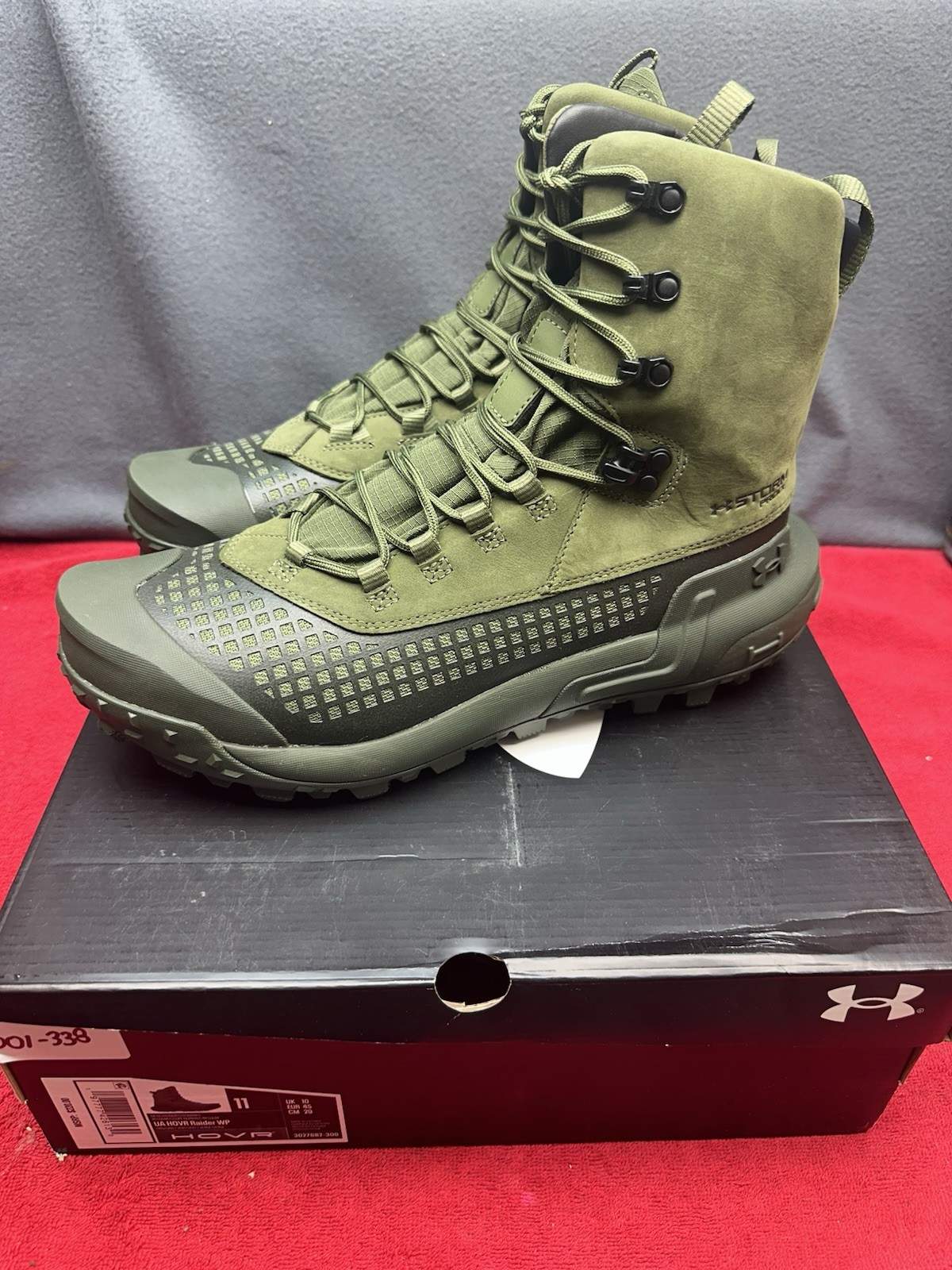 Under Armour UA Raider Waterproof 8″ HOVR Boots Marine OD Baroque Green NIB 11