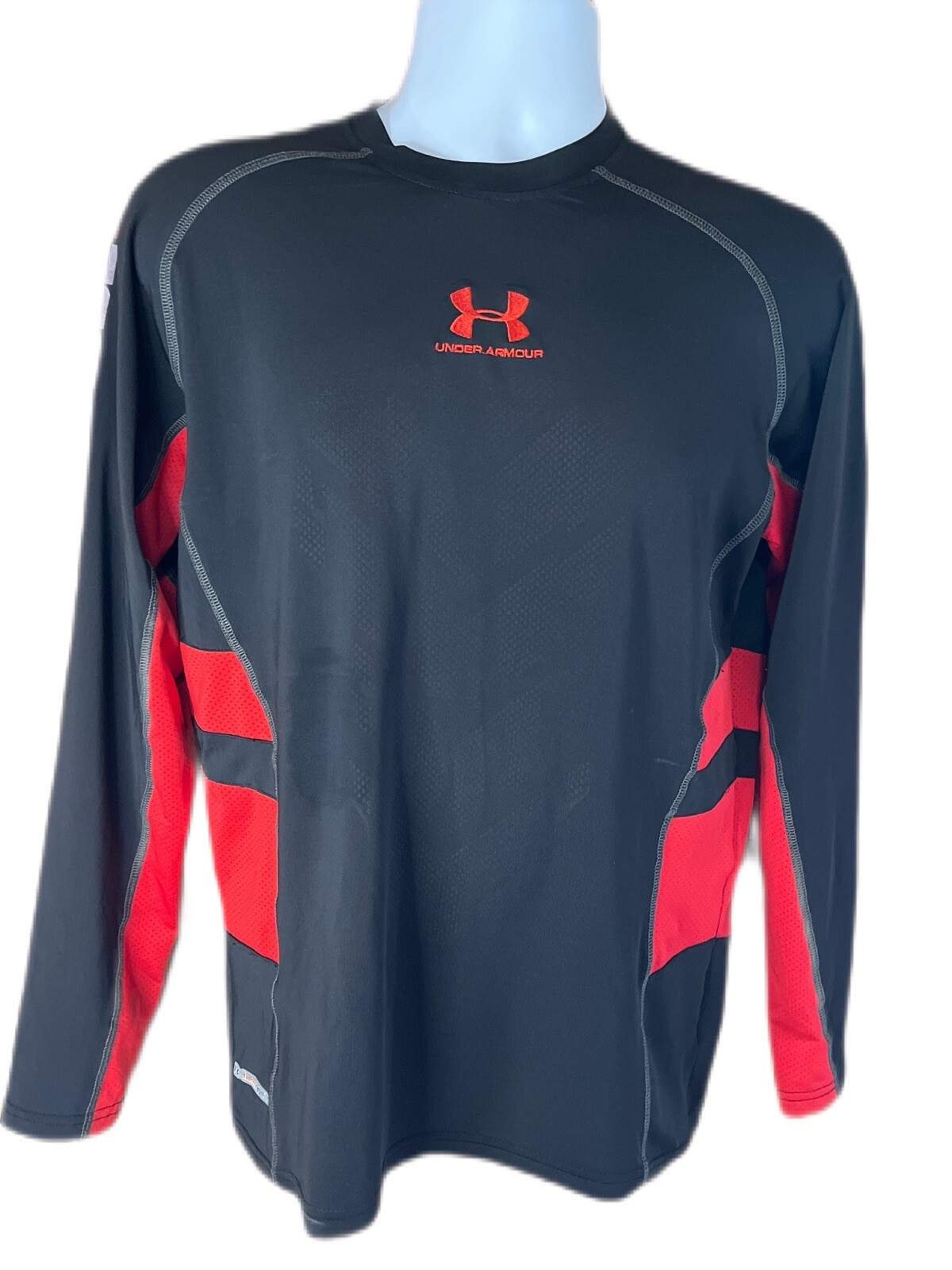UNDER ARMOUR HEAT GEAR RECHARGE MENS ATHLETIC COMPRESSION SHIRT XL BLK/RED/GRAY