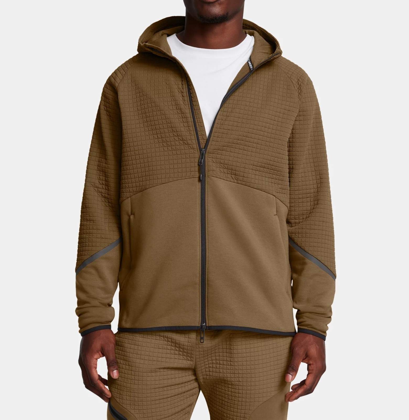 Under Armour Unstoppable Fleece Grid Full Zip UA Coyote Mens Size XL 1386543-498