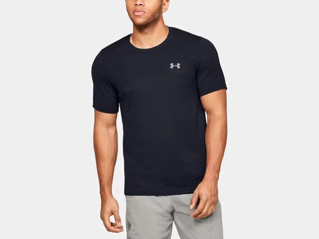 Under Armour UA Seamless Heat Gear T-Shirt Mens S Black Compressions 1351449 NEW