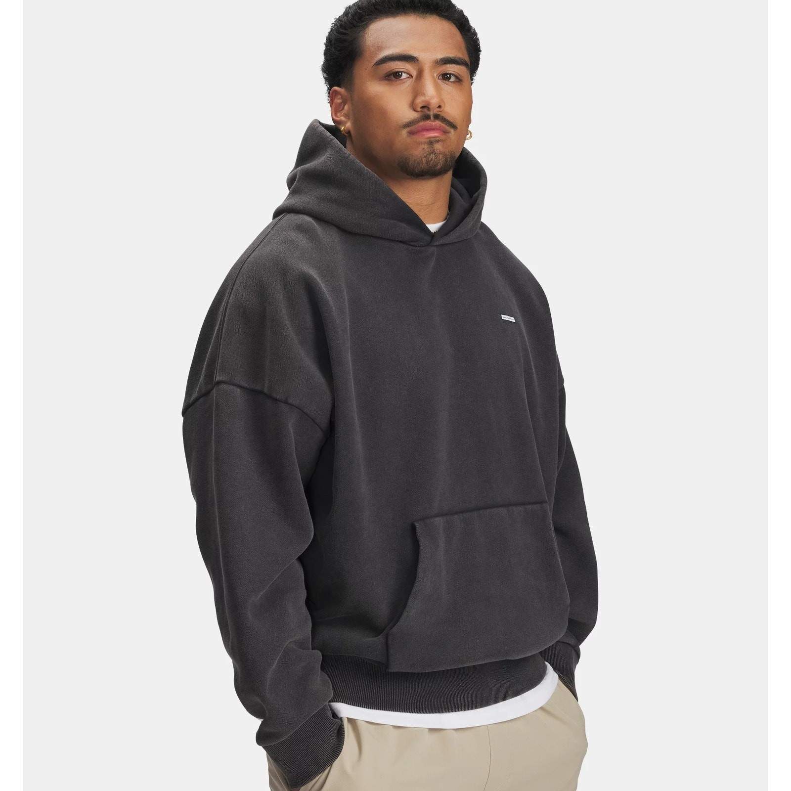 NWT Under Armour UA Icon Heavyweight Fleece Wash Oversized Hoodie in Black Large