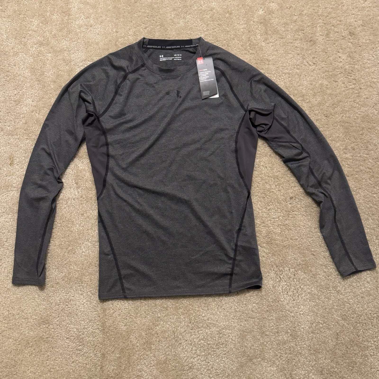 Under Armour HeatGear Long Sleeve Compression Fit Mens Shirt FREE SHIP !