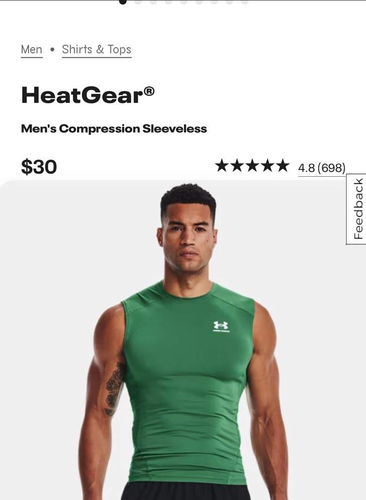 Under Armour HeatGear Compression Shirt Green Men’s Small