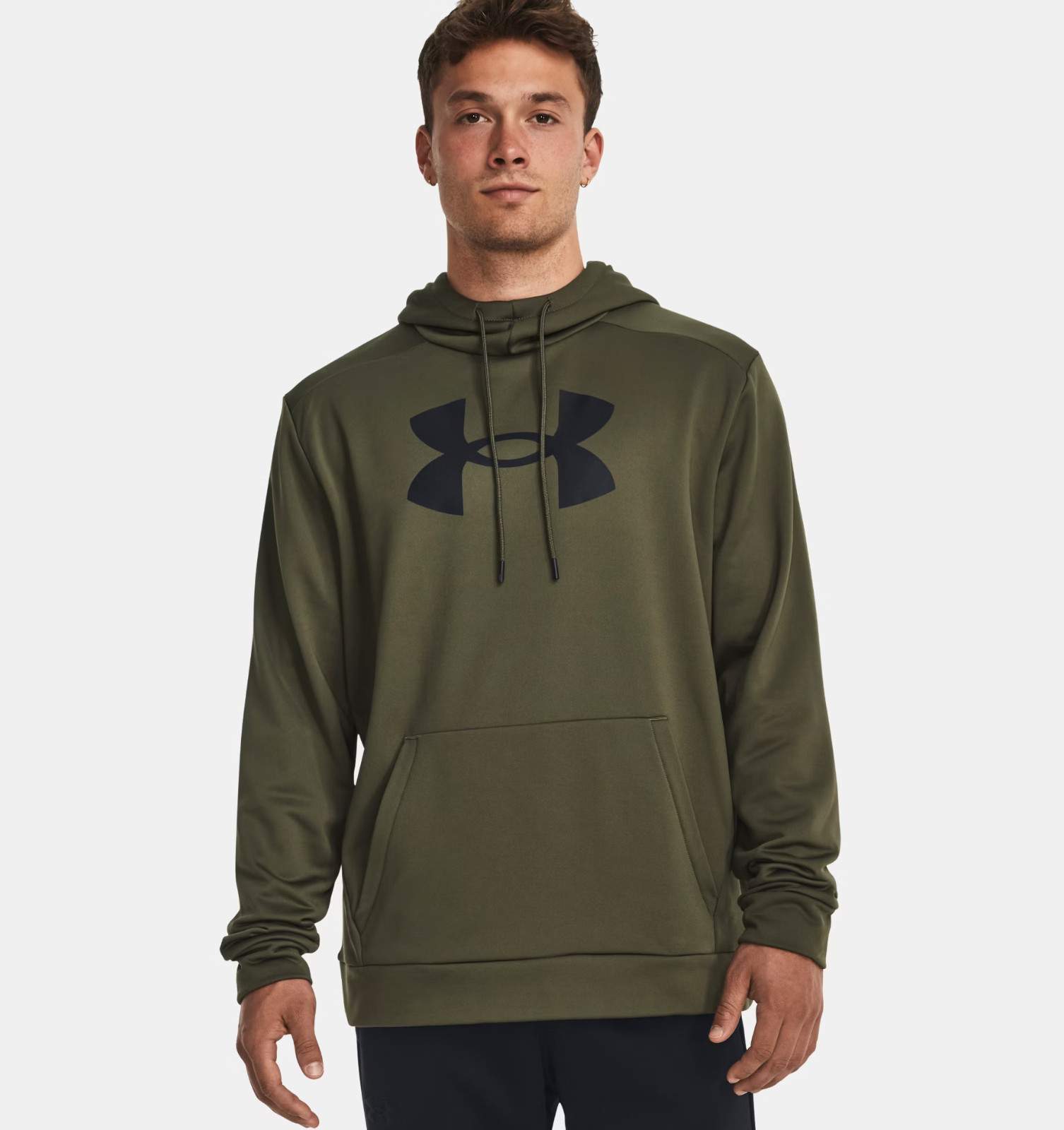 BRAND NEW UNDER ARMOUR Medium Fleece Big Logo Hoodie Sweatshirt Mens OD Green