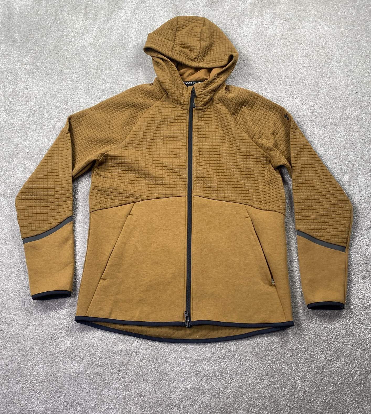 Under Armour Unstoppable Fleece Grid Full Zip Hoodies Mens Size S Mustard Yellow