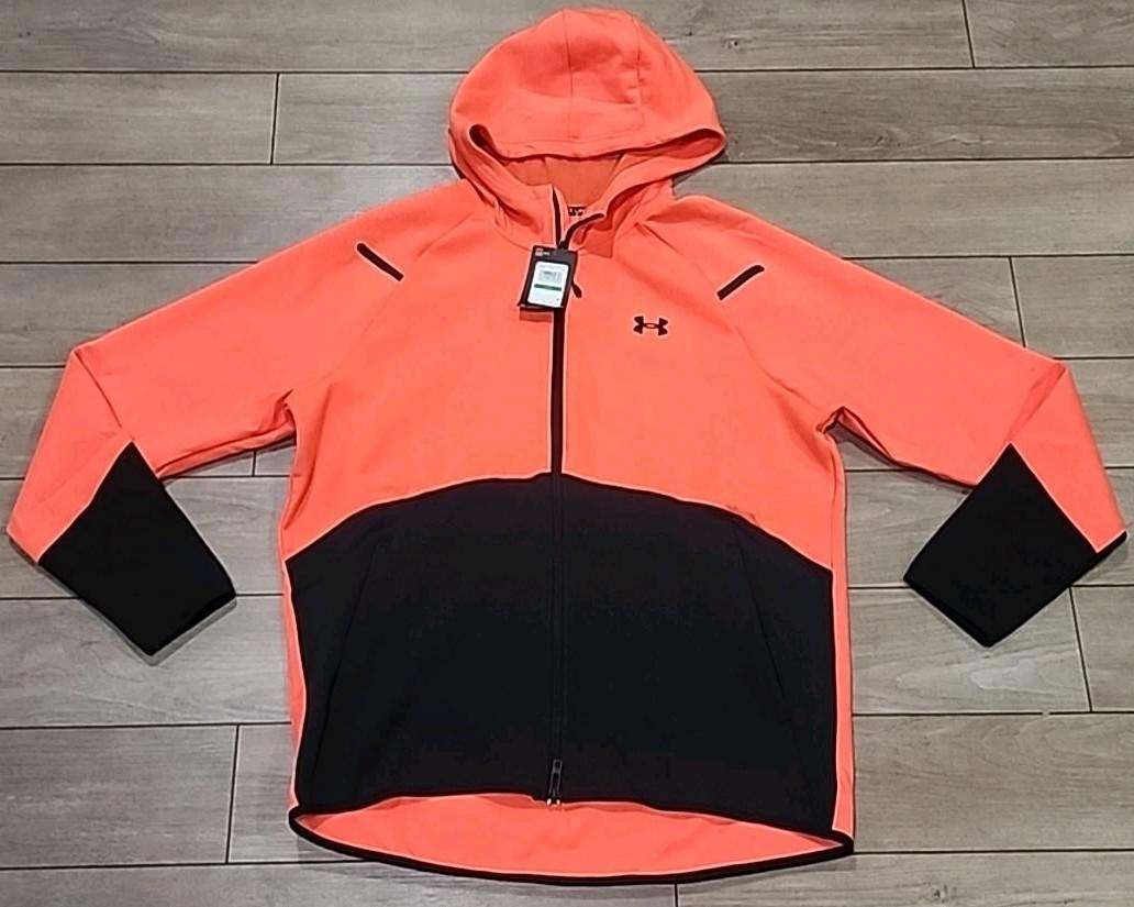 $110 Under Armour Unstoppable Fleece Full Zip Hoodie Men’s L Orange **Read**