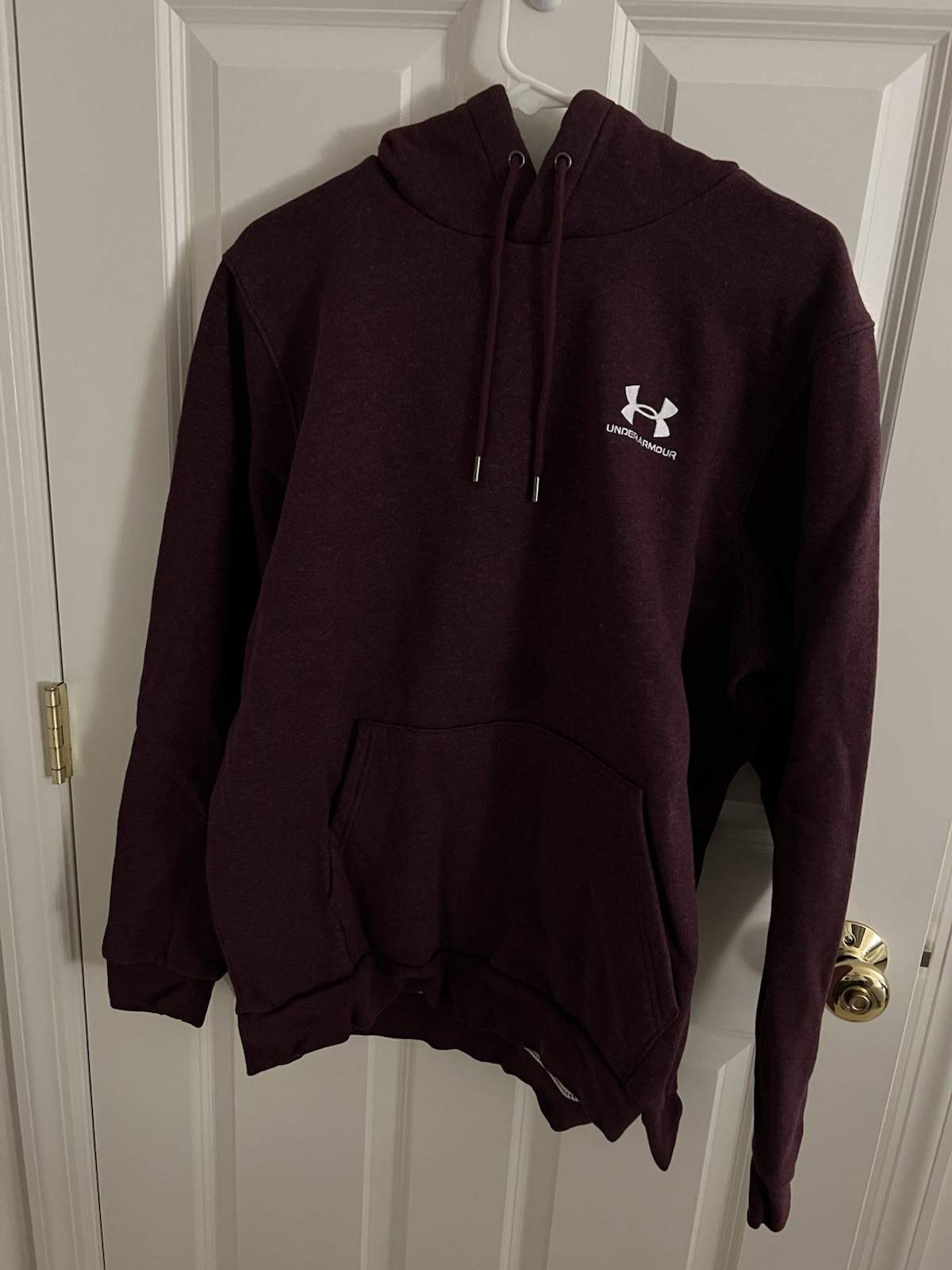 Under Armour Men’s Essential Fleece Pullover Hoodie Maroon Size Large Loose Fit