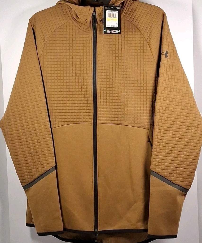 Under Armour Men’s Medium Unstoppable Fleece Textured Full-Zip Jacket, Brown