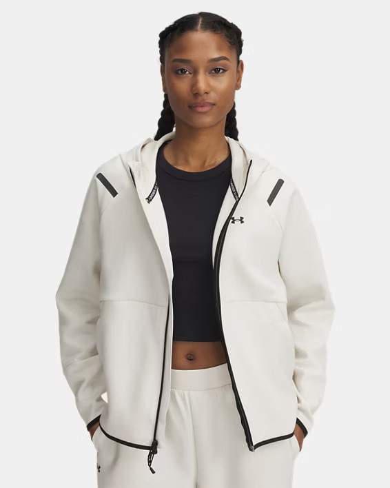 NWT $110 Under Armour Women’s Unstoppable Fleece Full Zip Hoodie Jacket XL STONE