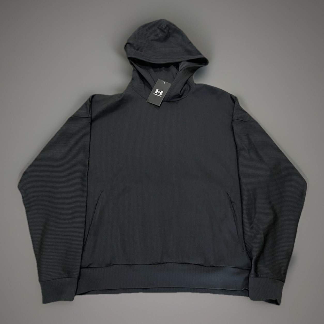 NWT Under Armour Journey Rib Hoodie Sweatshirt Anthracite Black Men’s Size L