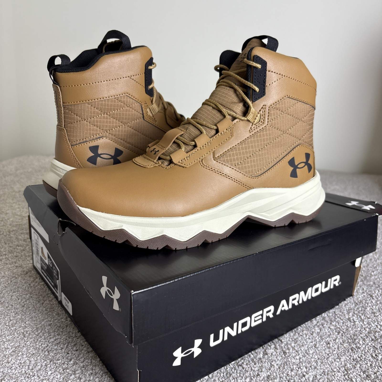 Size 8.5 Under Armour Mens UA Stellar G2 6″ Tactical Boots Hiking Boots Brown