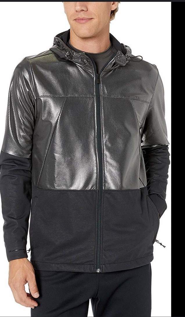 Under Armour Unstoppable Storm Cold Gear Fitted Black Grey Hooded Jacket XL