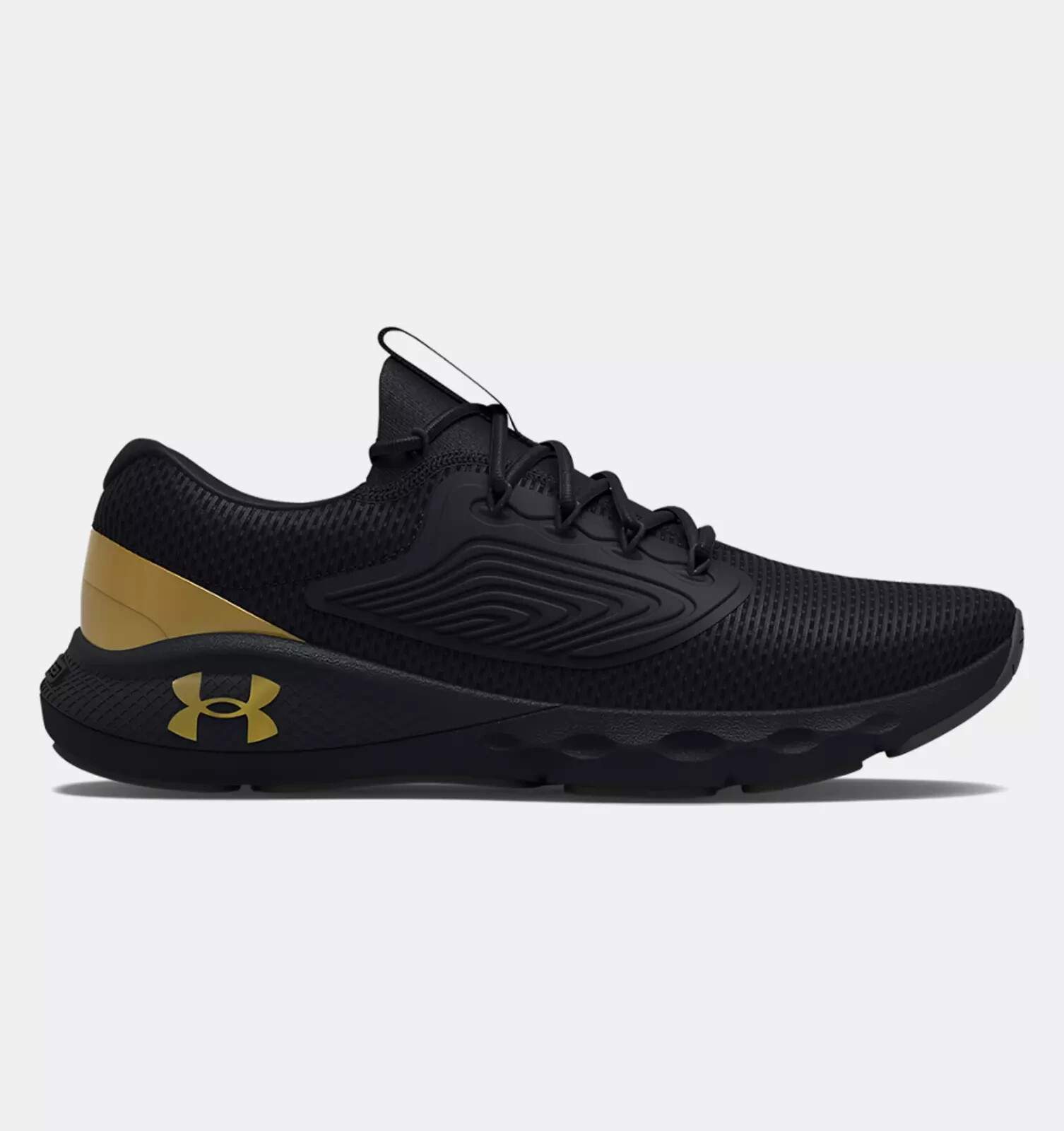 Under Armour Men’s UA Charged Vantage 2 Running Shoes Black Gold 3025357-001 NIB