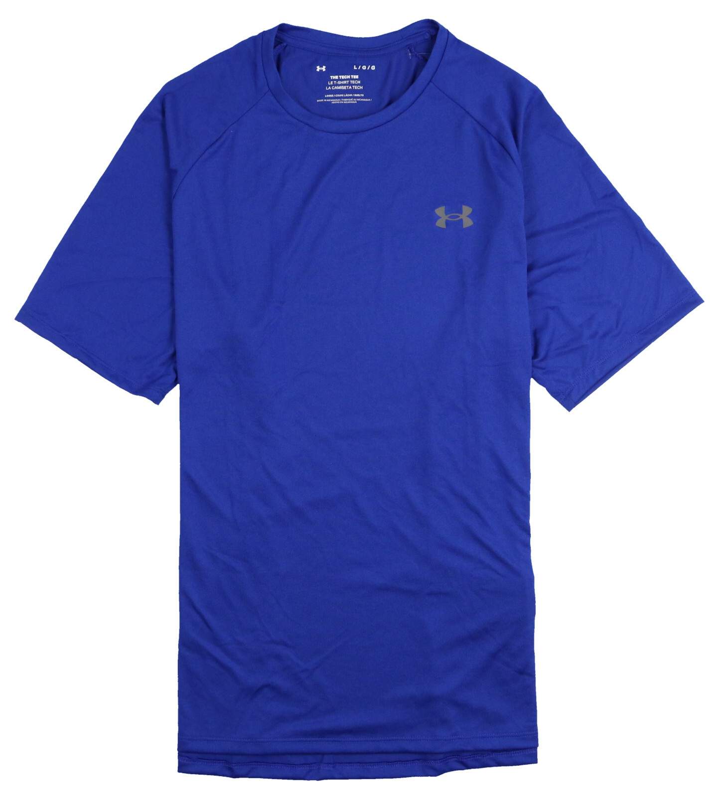 UNDER ARMOUR UA Tech 2.0 Logo Training T-Shirt sz L Large Royal Blue Loose