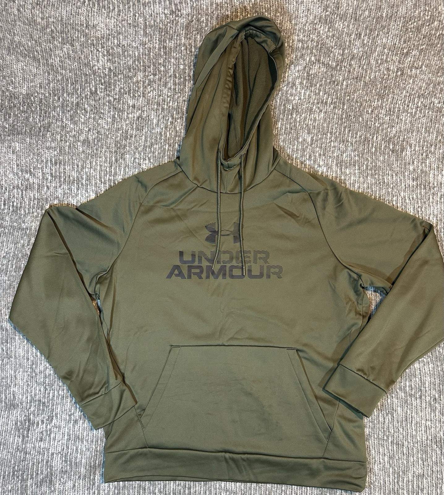 Under Armour Men’s Hoodie L Loose Fit Pullover Olive Green Logo  Style 1373403