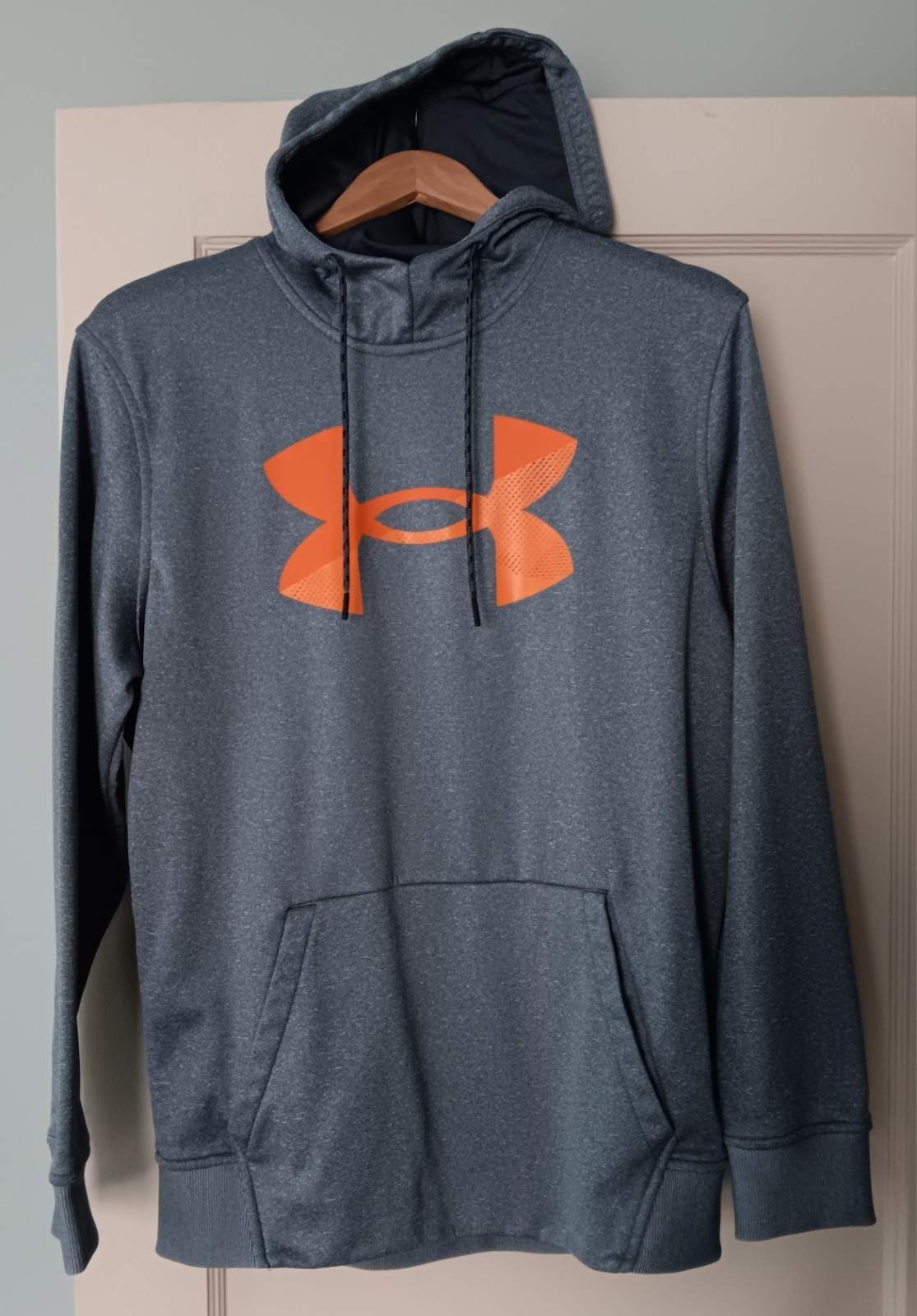 Under Armour Grey Hoodie Sweatshirt With Orange Logo New Size M