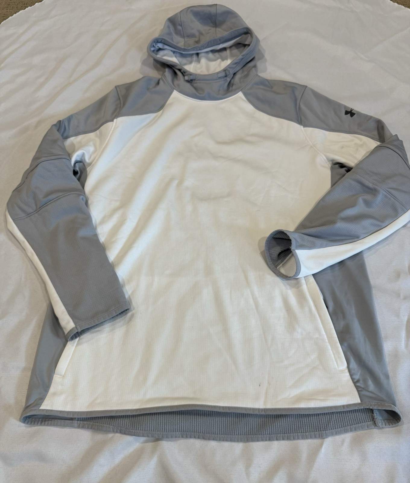 Men’s Under Armour Coldgear Reactor Hoodie Pullover 1350947 Gray/White sz Large