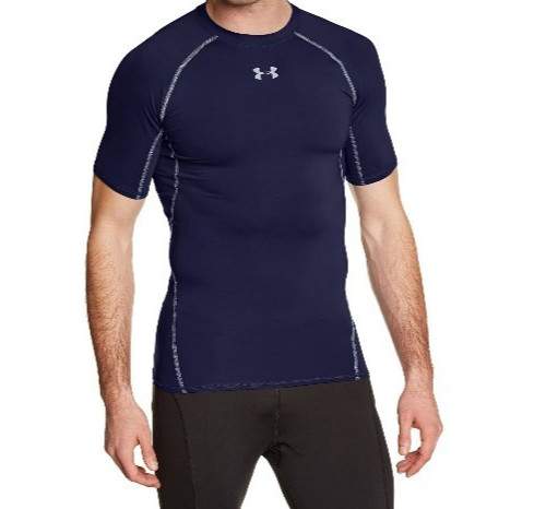 Under Armour Mens HeatGear Armour Short Sleeve Compression Shirt M Navy