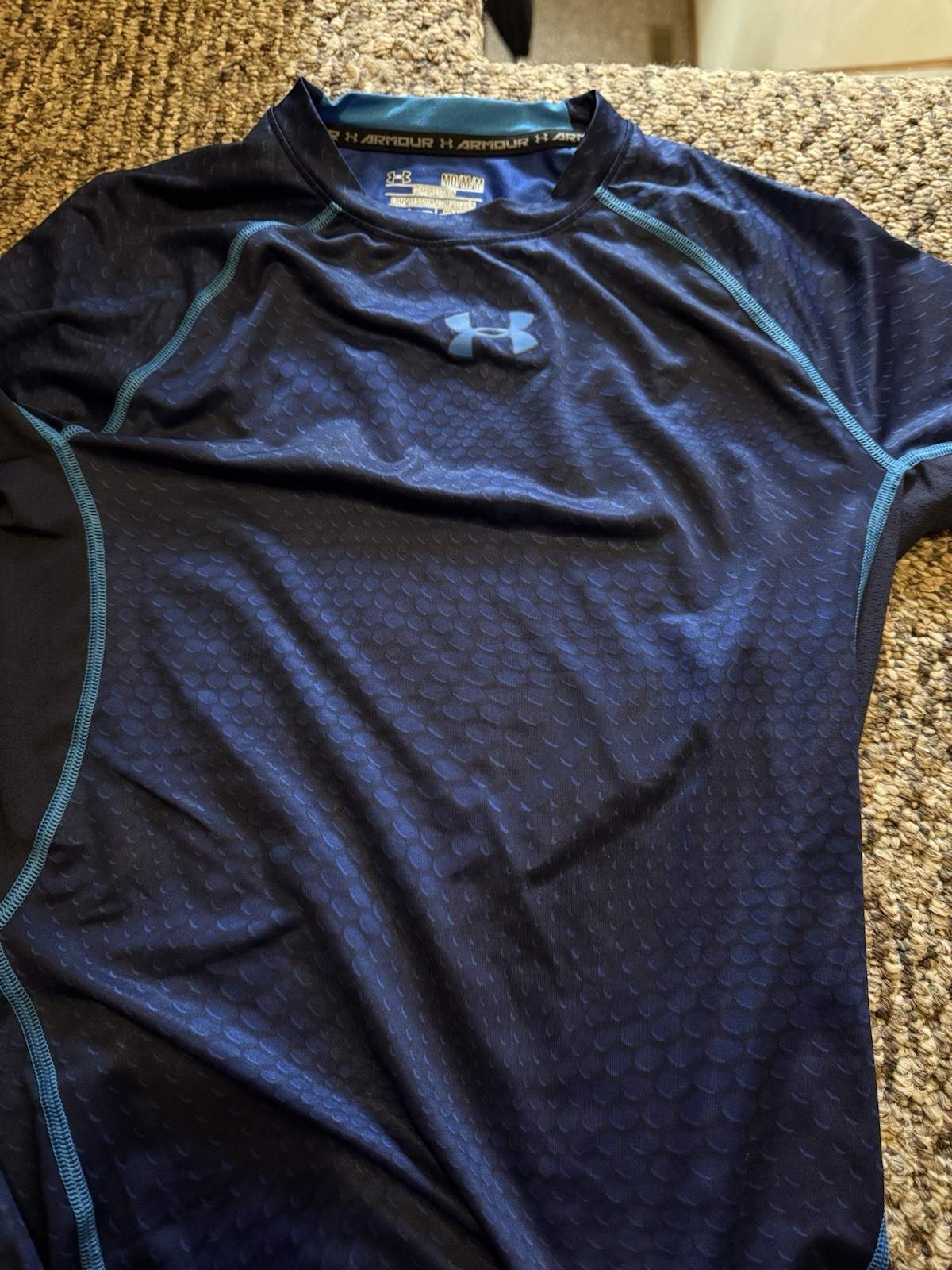 Under Armour Men’s Heatgear Compression T-Shirt Blue Patterned short sleeve