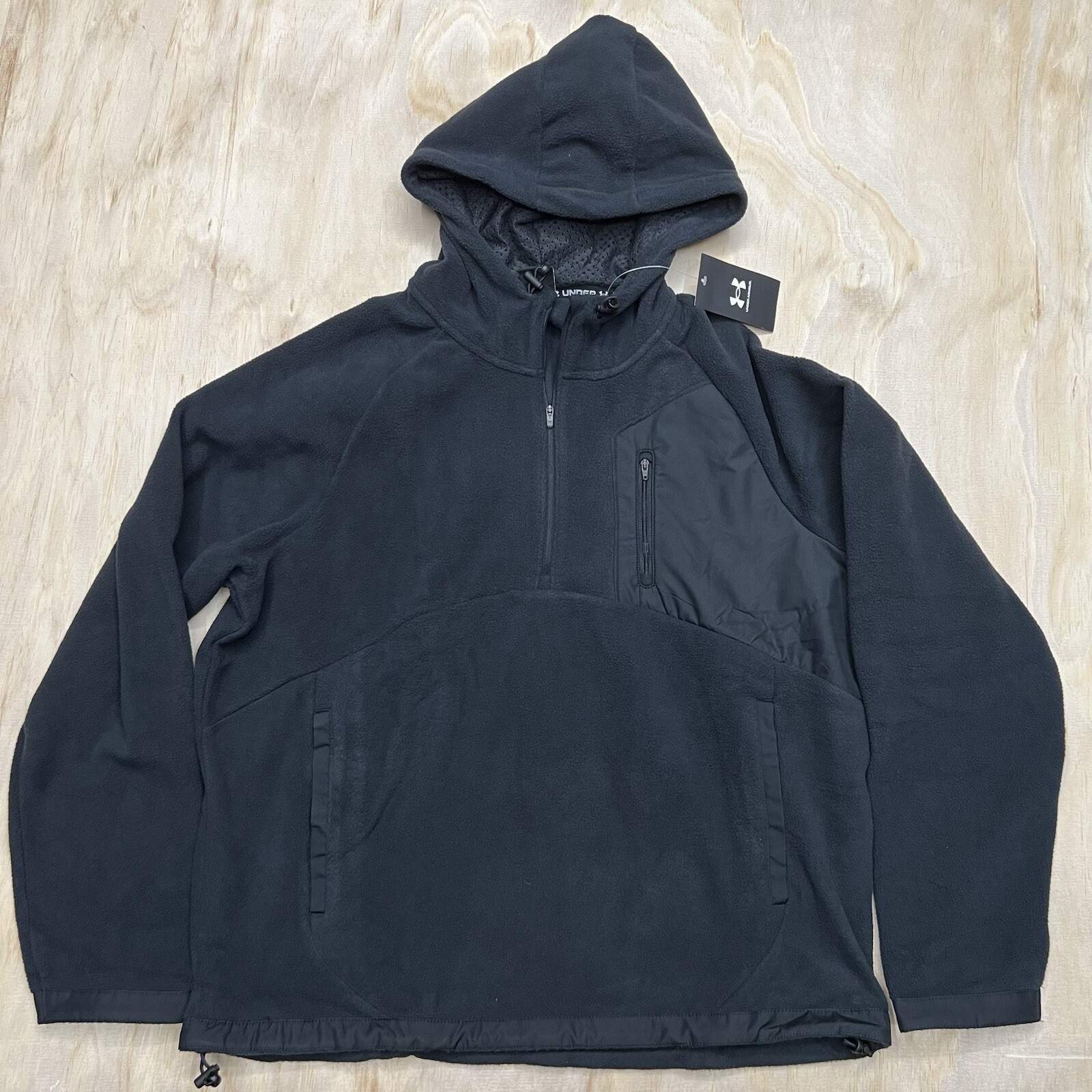 NEW Under Armour Hoodie Mens Fleece Microfleece Pullover LG Black 1378981-001