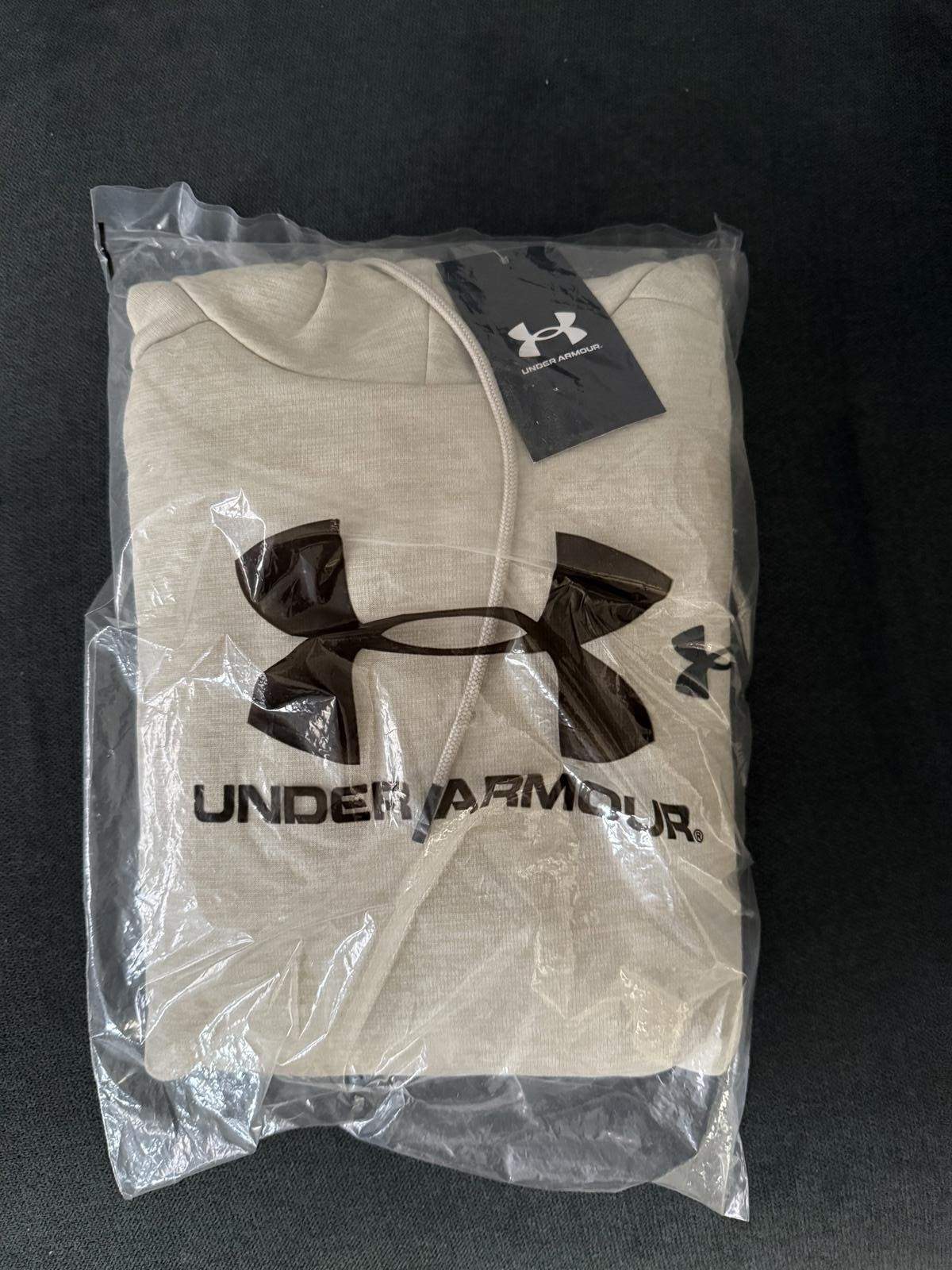 Under Armour Mens Armour Fleece Twist Hoodie Pullover Khaki XLarge