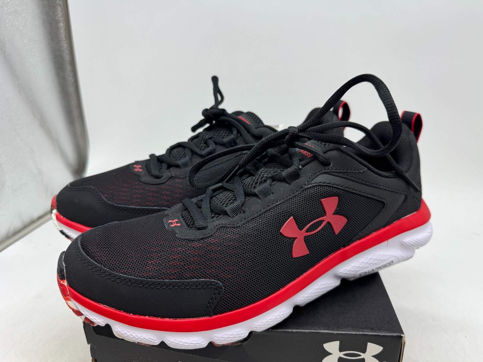 Under Armour Charged Assert 9 Marble Athletic Running Sneaker Men Black Red – 9