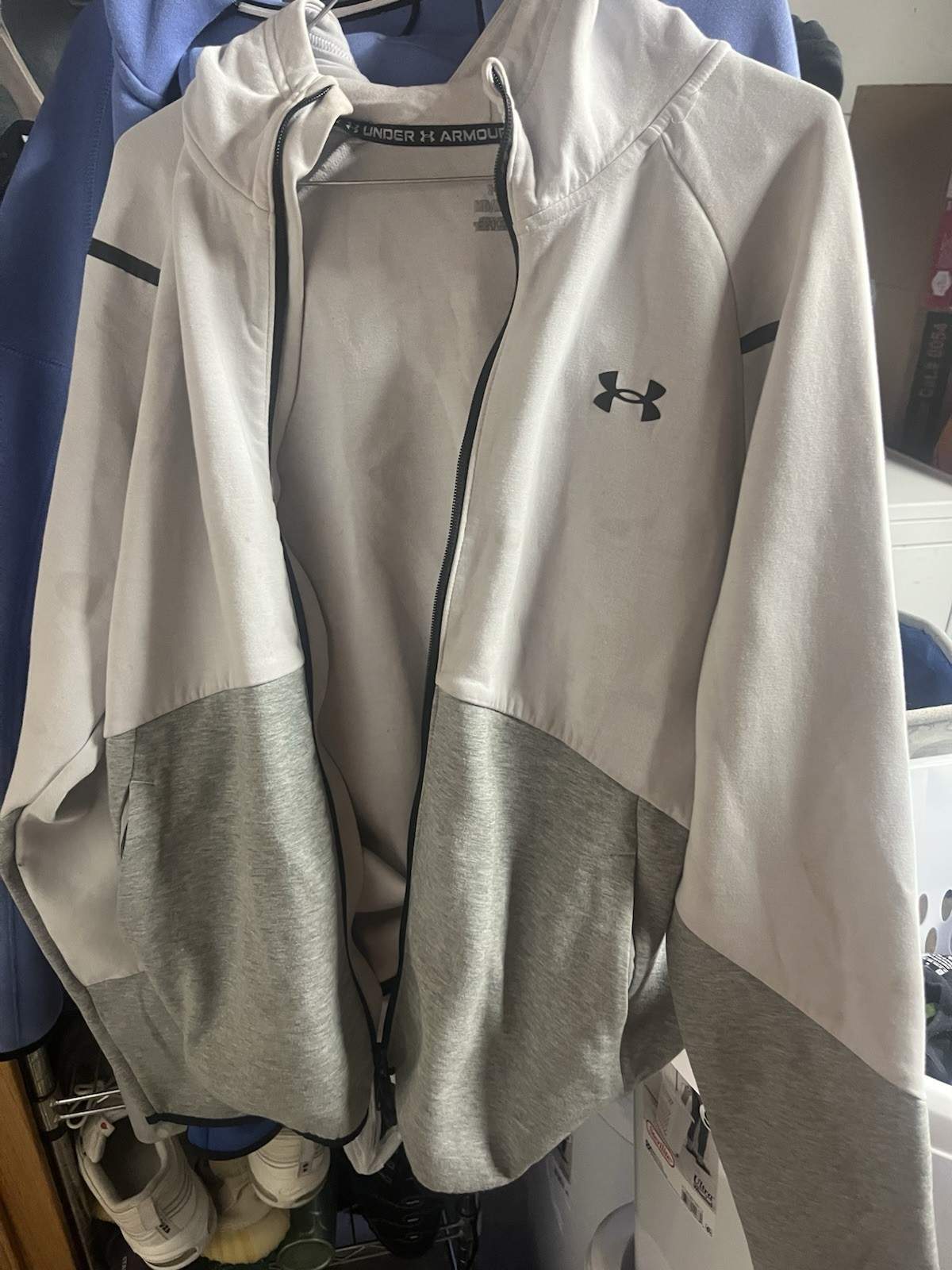 Under Armour Unstoppable Full Zip Fleece Hooded Jacket Timber Wolf Size Medium