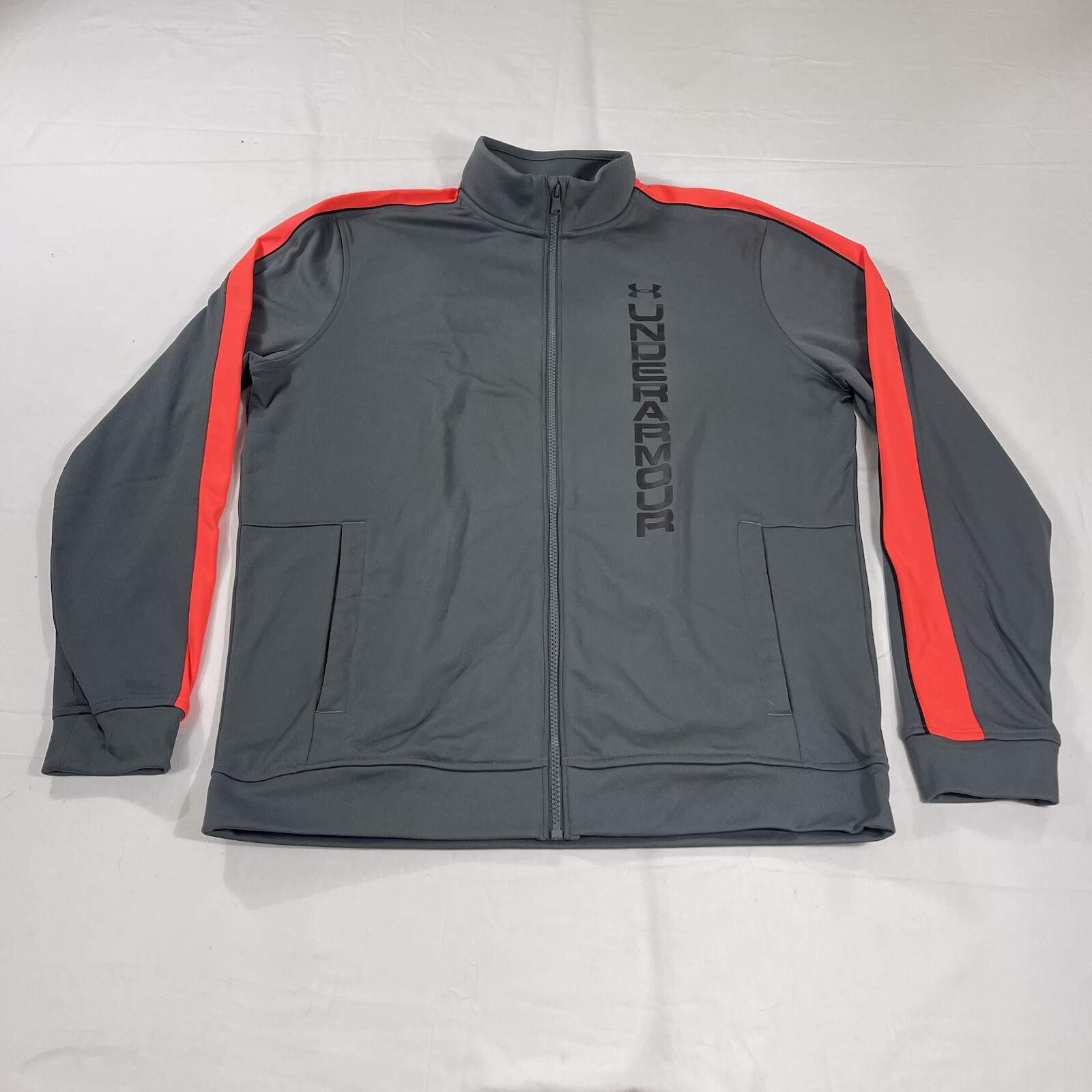 NWT Under Armour Mens M Unstoppable Track Jacket Zip Gray Logo Spell Out 1345611