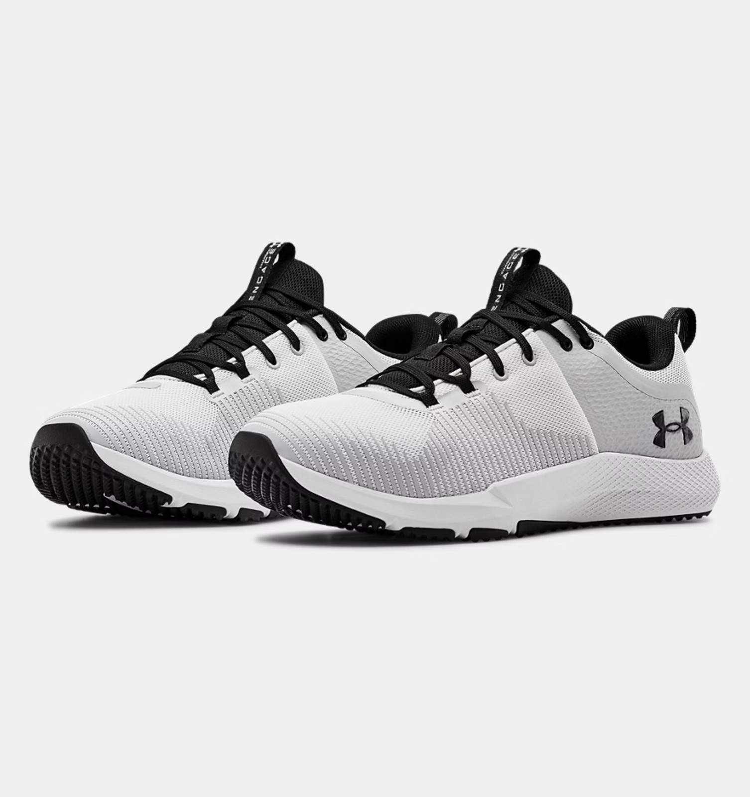 Under Armour Z1744* Mens White/Grey UA Charged Engage Training Shoes Size 9.5 M