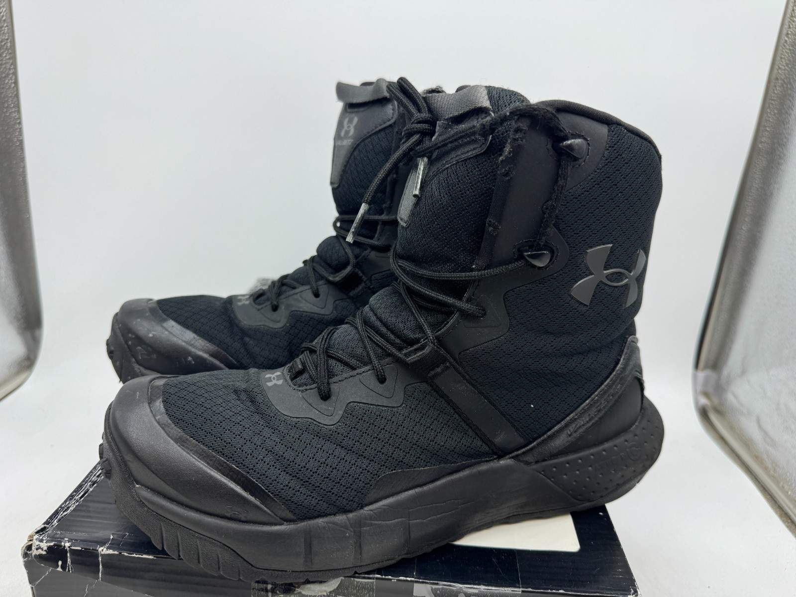 Under Armour Micro G Valsetz Zip Tactical Boots Men’s Triple Black Lace-Up – 9